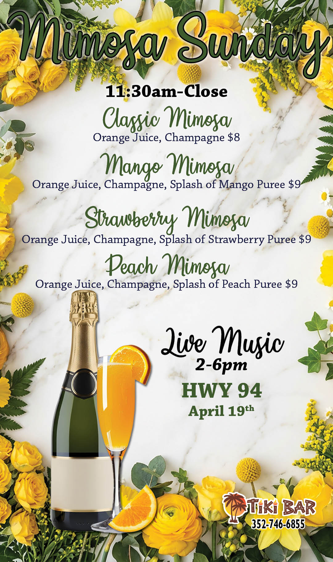 Mimosa Sunday April 2026 Kiosk