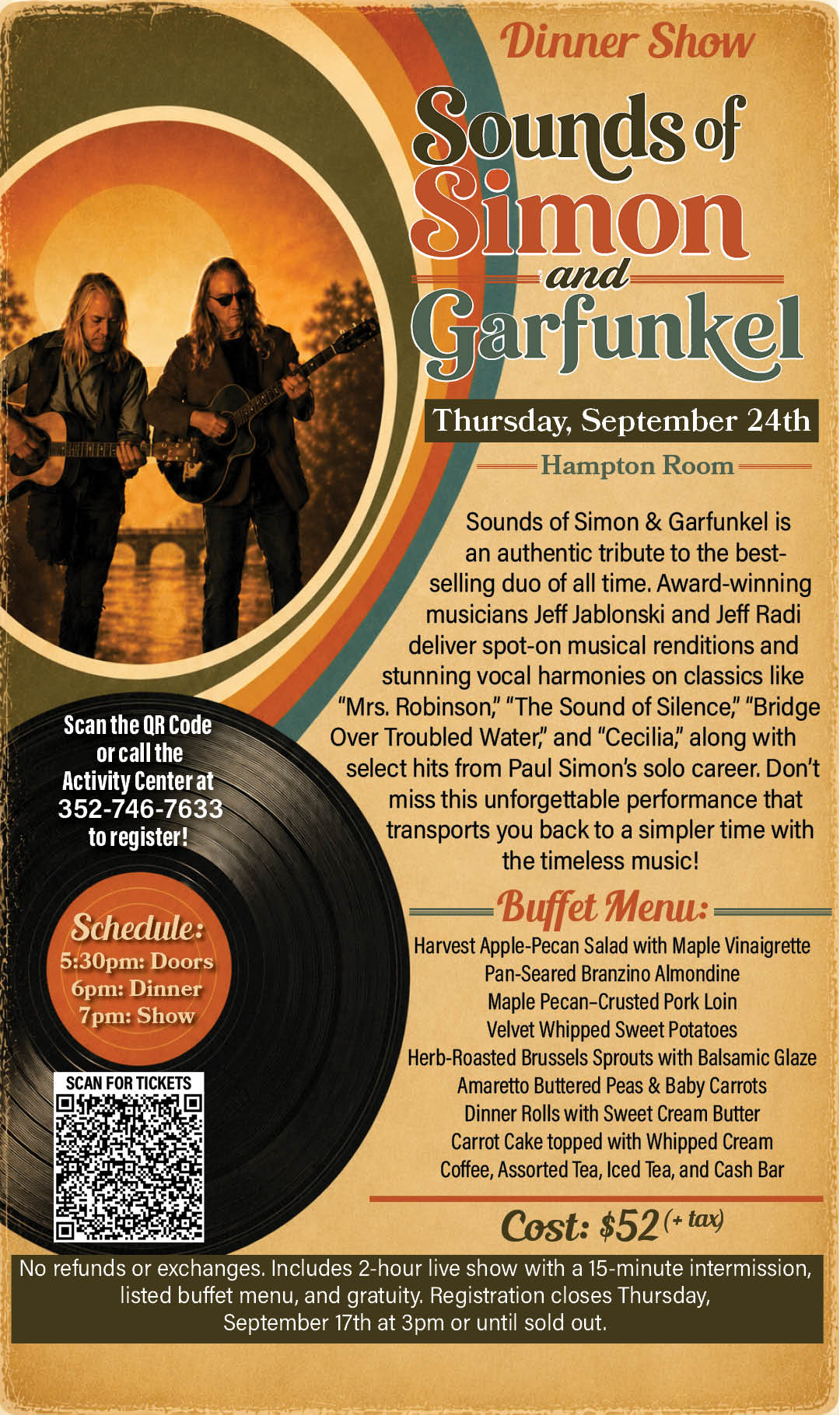 Simon & Garfunkel Dinner Show Sept 2026 Kiosk