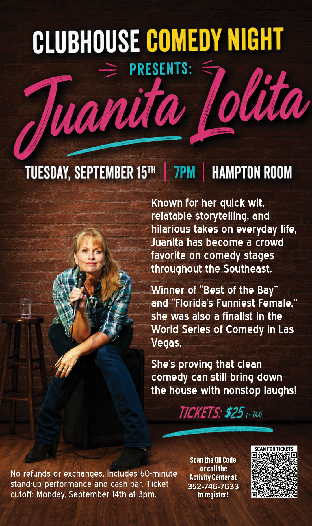Clubhouse Comedy Night with Juanita Lolita Sept 2026 Kiosk
