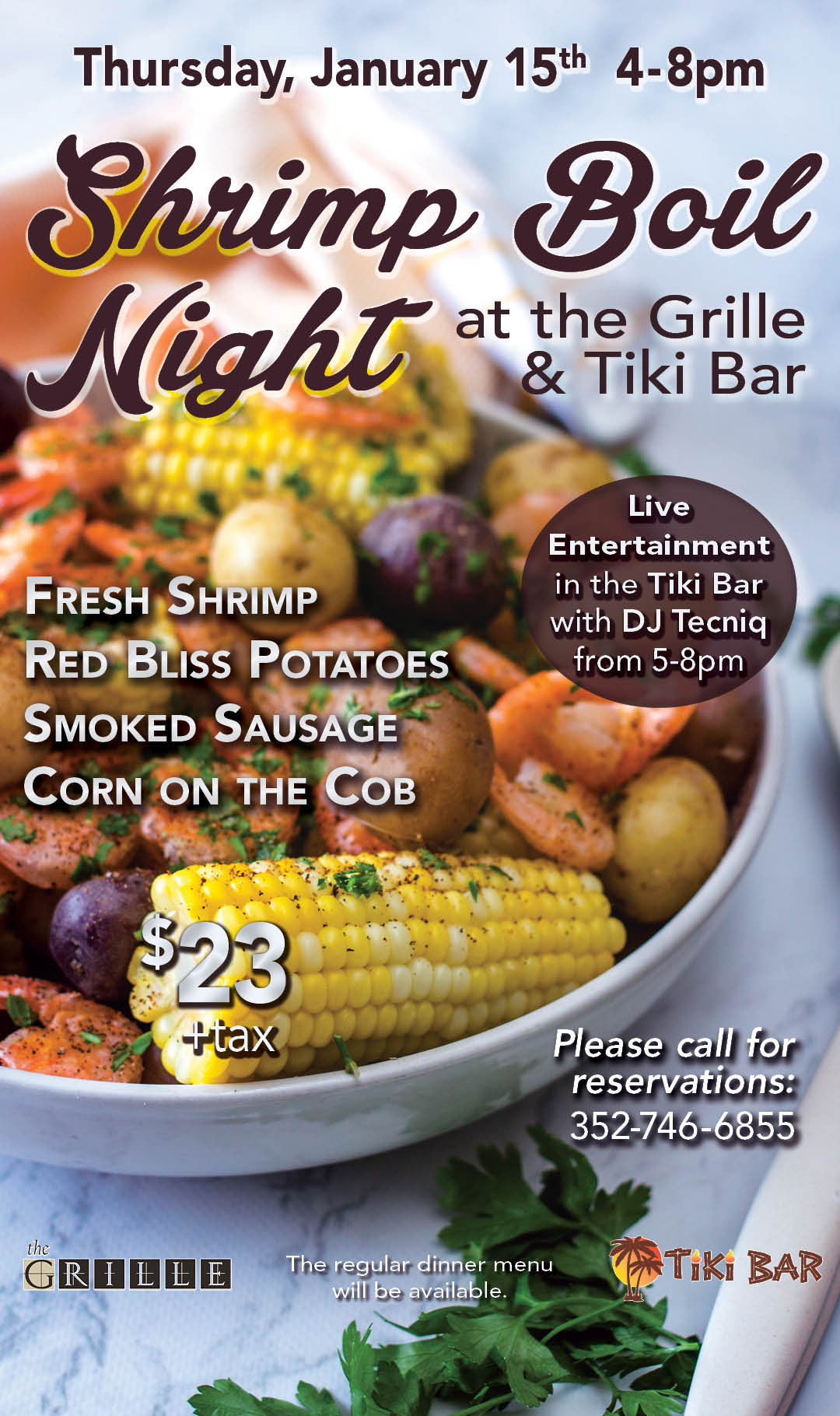 Shrimp Boil Night January 2026 Kiosk