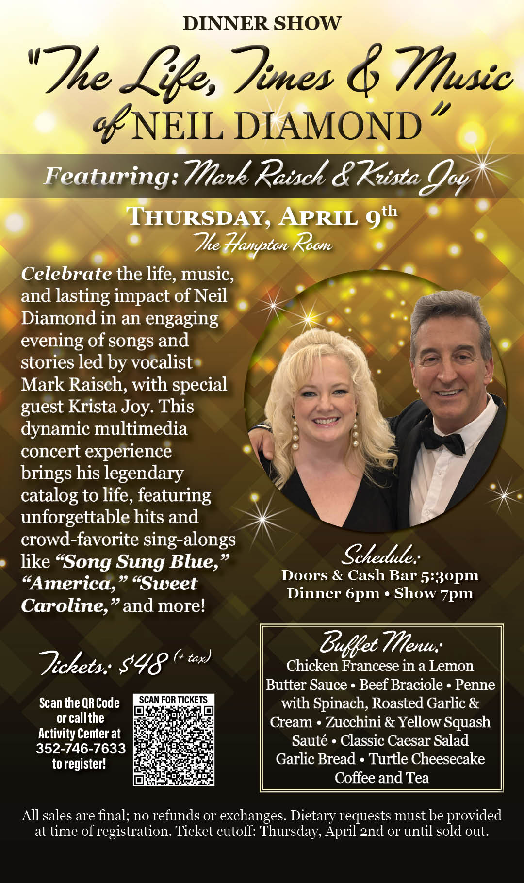 Neil Diamond Dinner Show March 2026 Kiosk