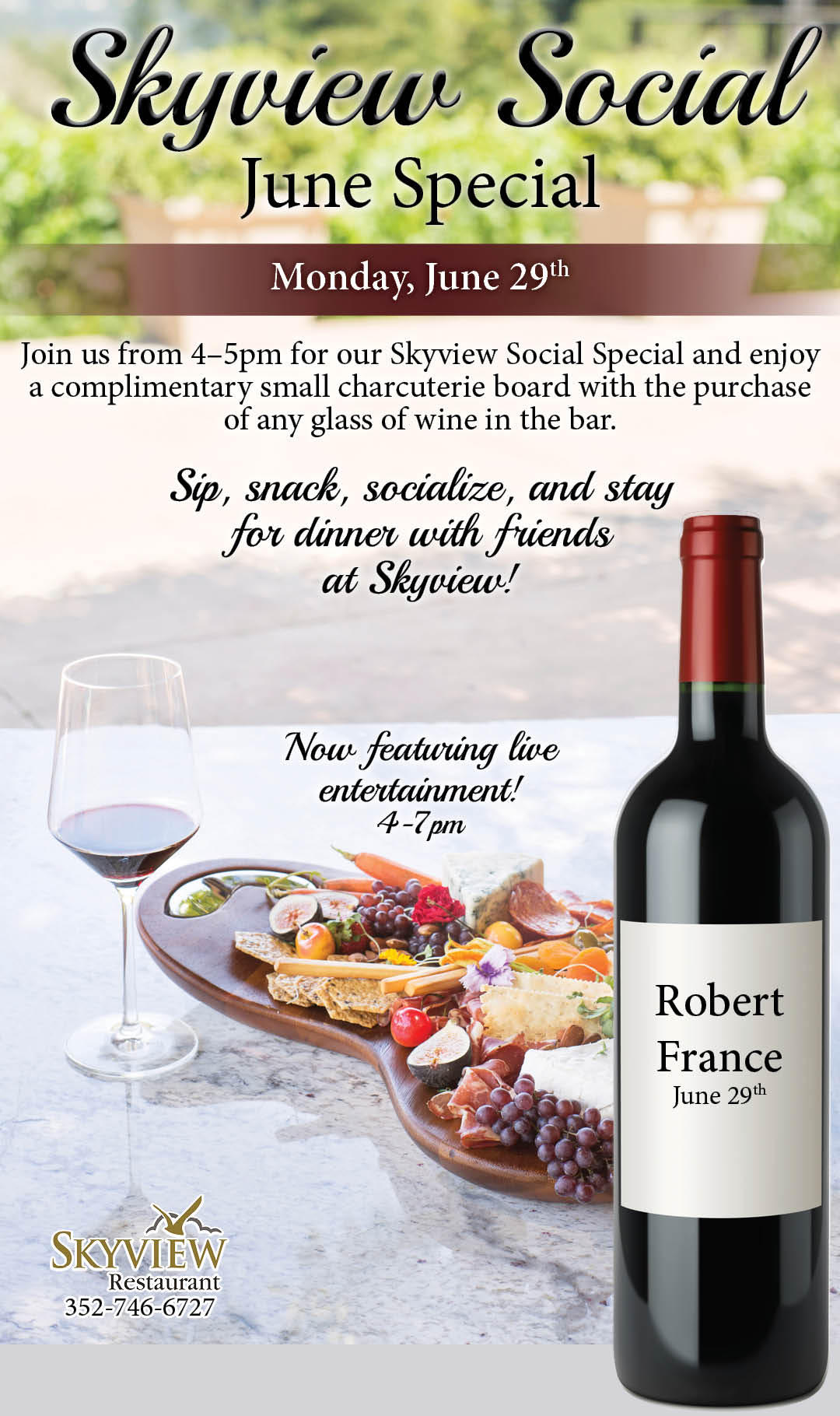 Skyview Social Hour June Special Kiosk June 29