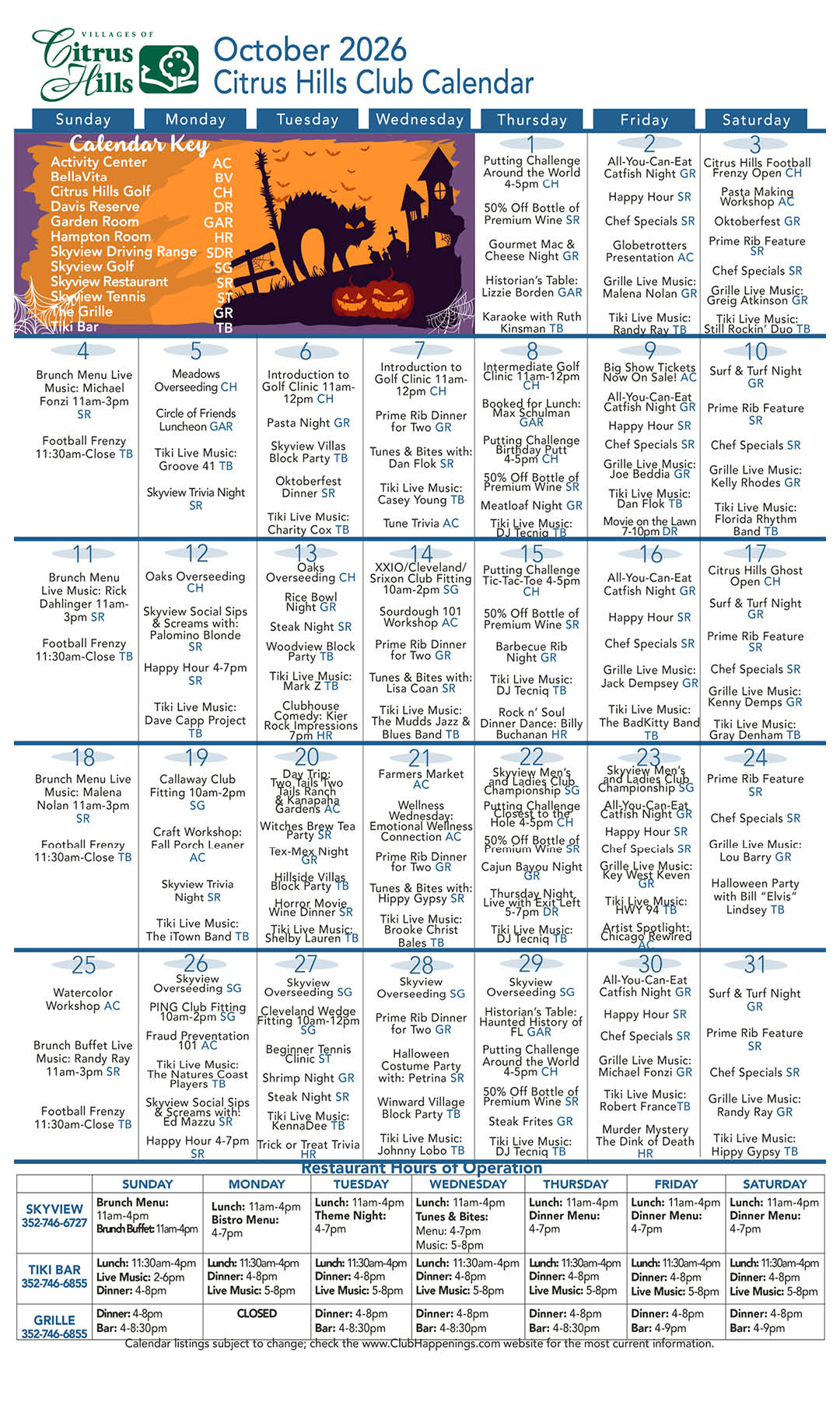 October 2026 Calendar kiosk