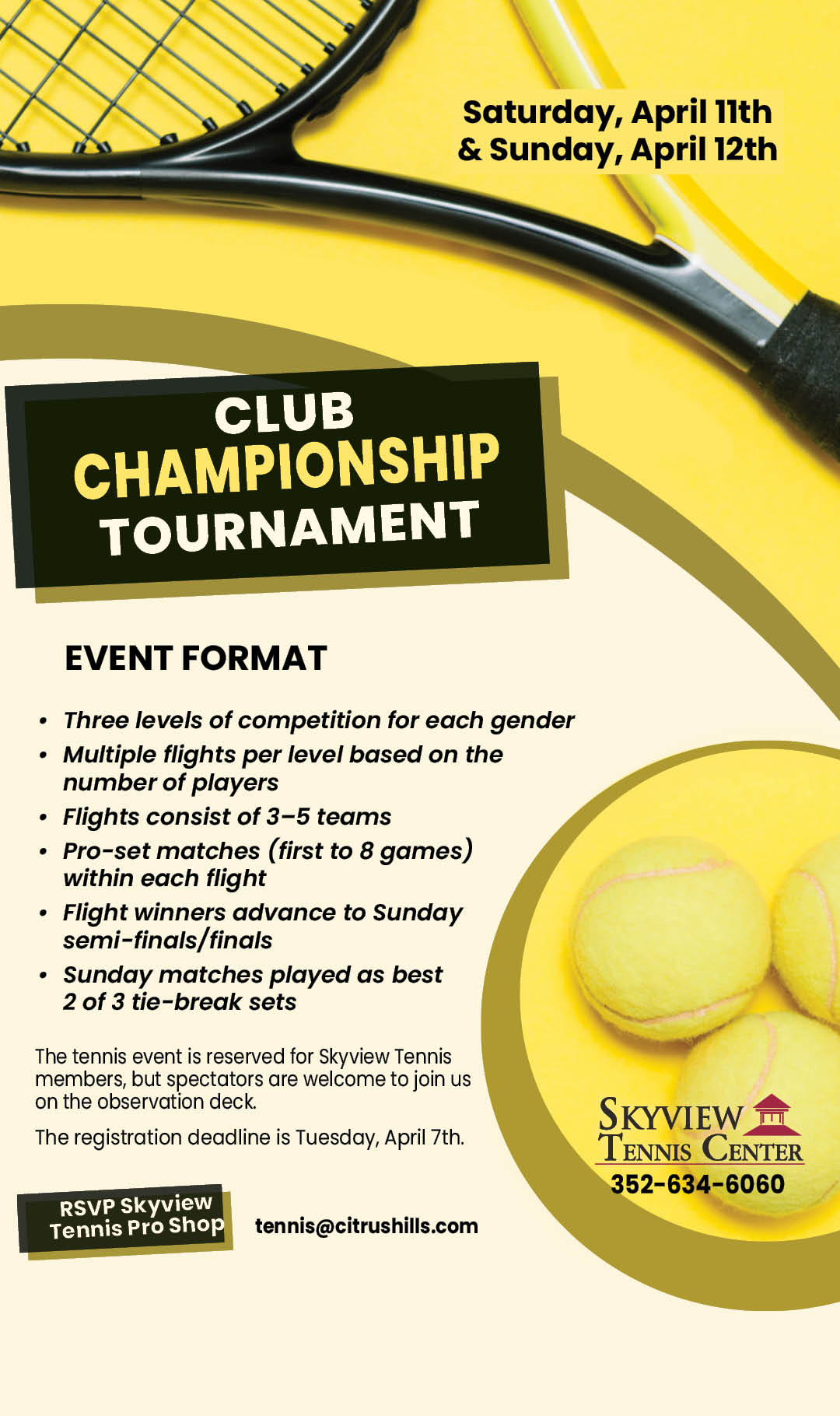 Club Championship Tournament April 2026 kiosk