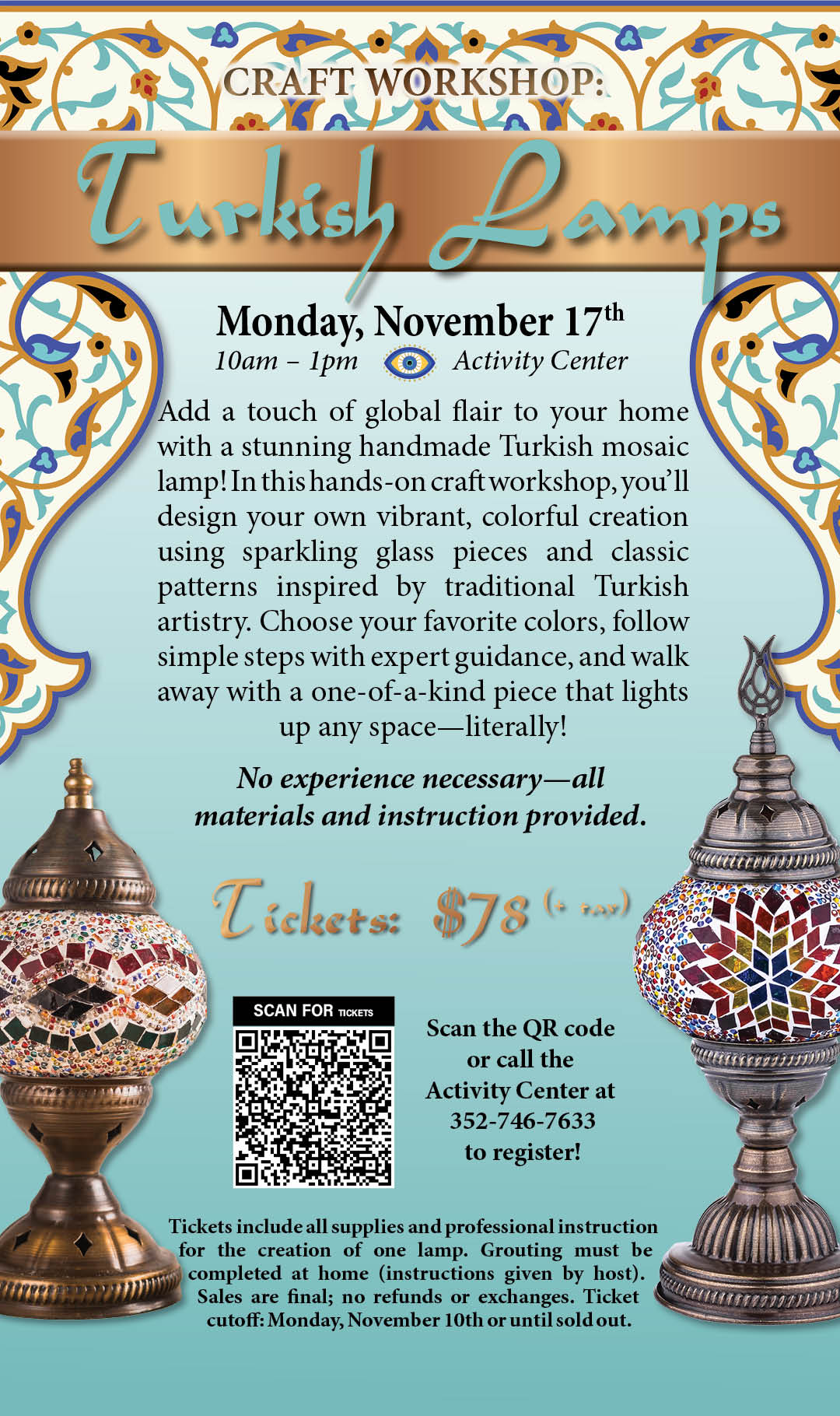 Craft Workshop Turkish Lamps Nov 2025 kiosk
