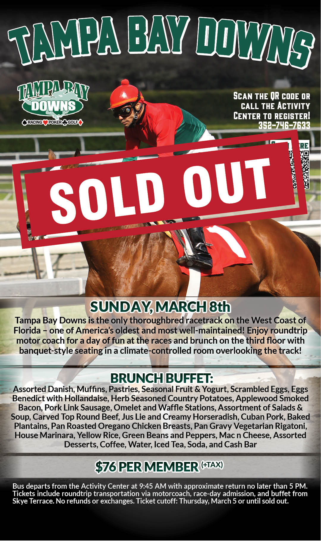 TB Downs Day Trip March 2026 Kiosk SOLD OUT