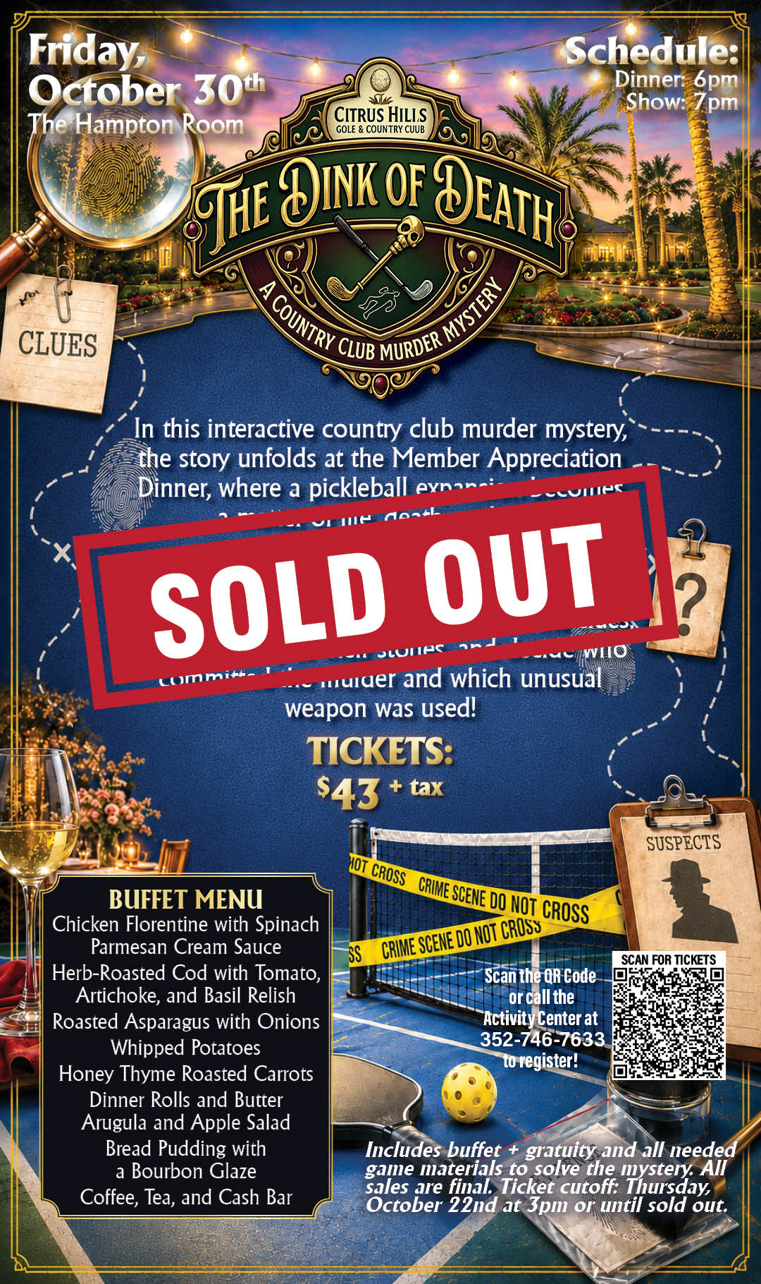 October 30 Murder Mystery Dinner Theater October 30 2026 Kiosk SOLD OUT