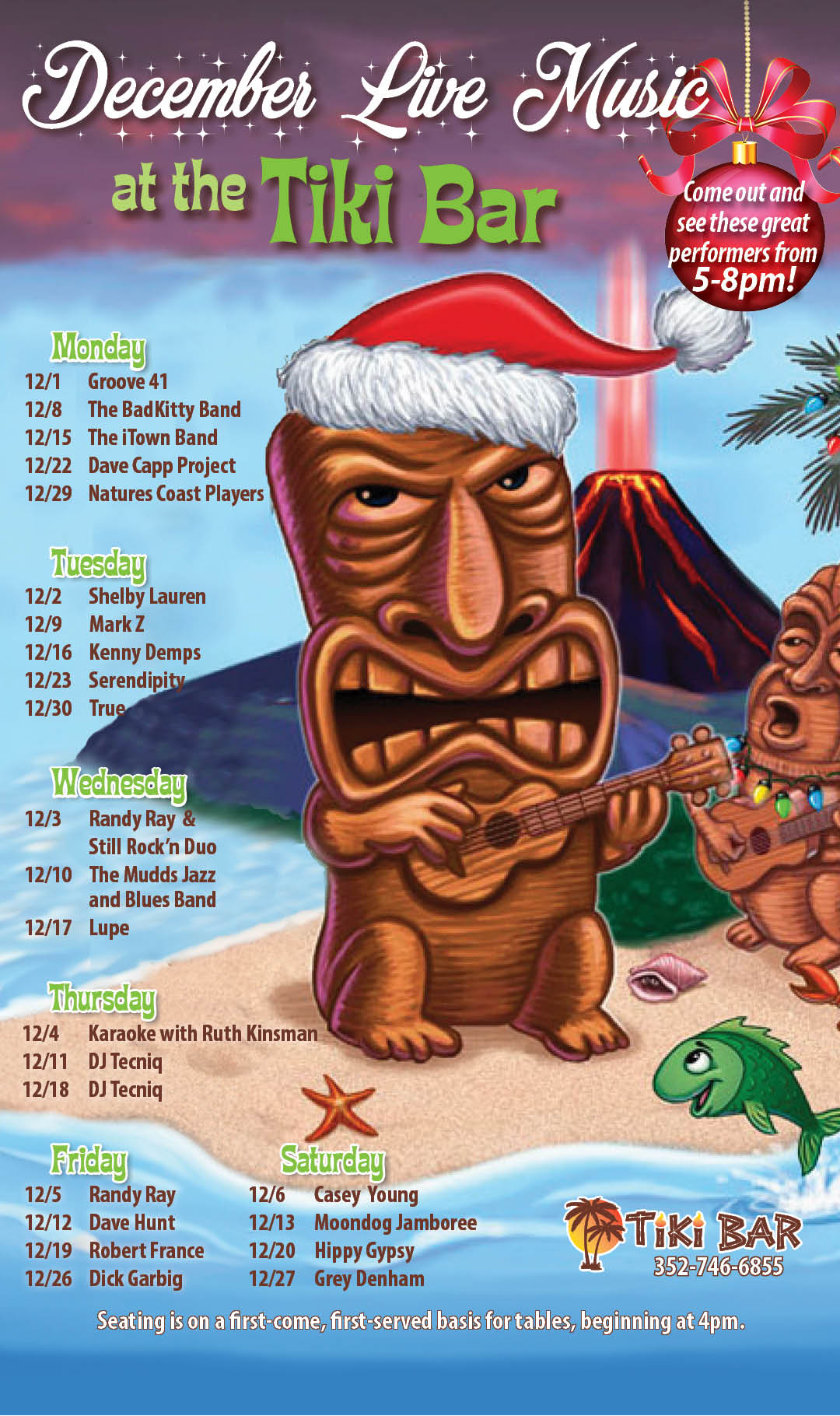 Tiki Live entertainment Dec 2025 Kiosk