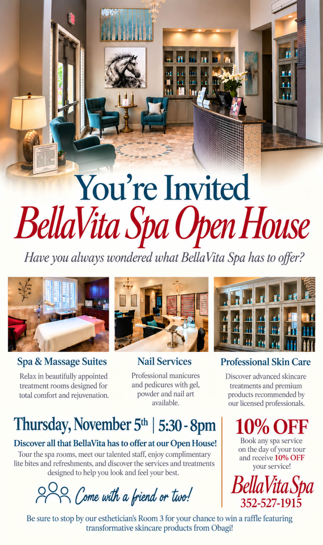 Nov 5 2026 BellaVita Spa Open House Flyer Kiosk