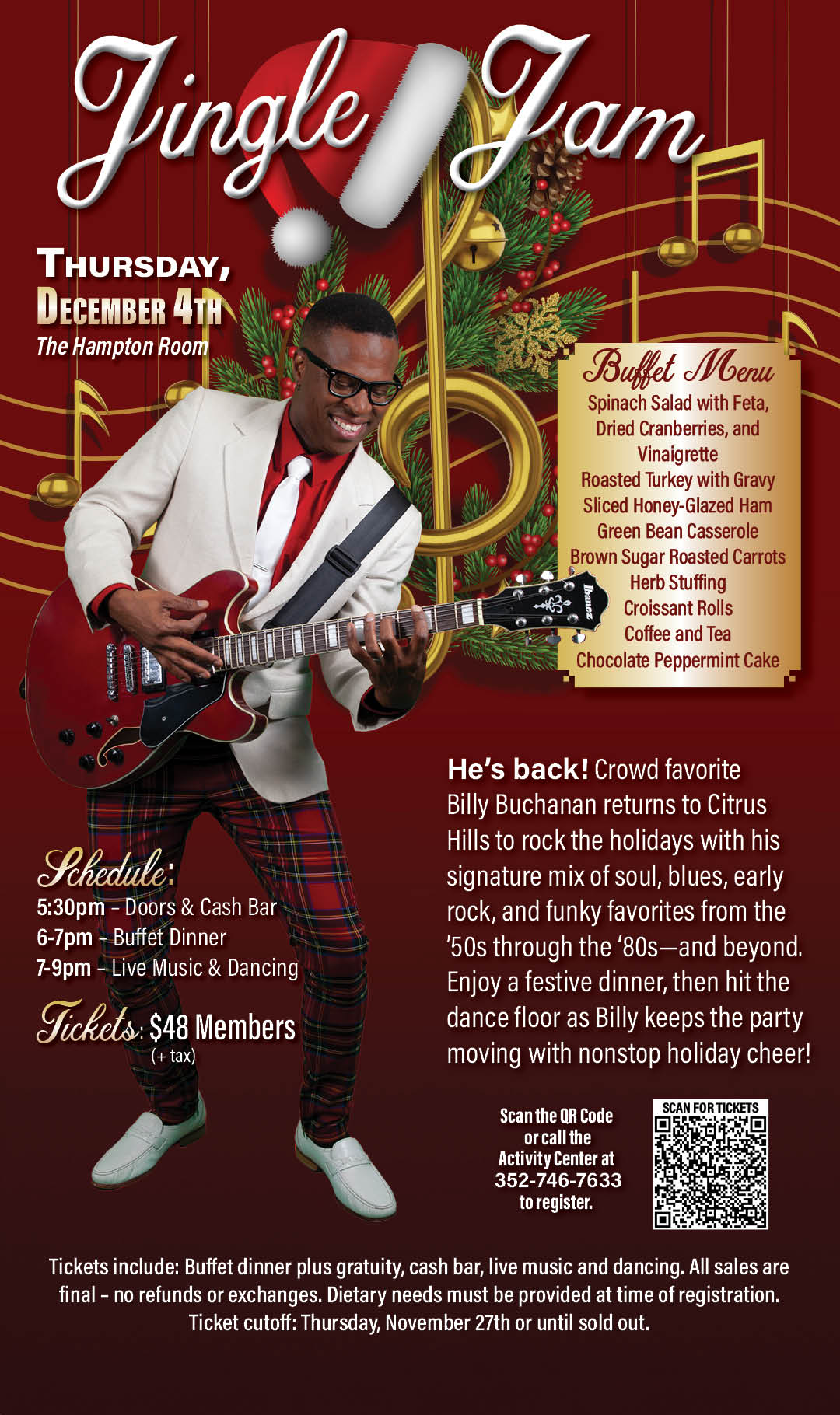 Dinner Show Jingle Jam with Billy Buchanan Dec 2025 Kiosk