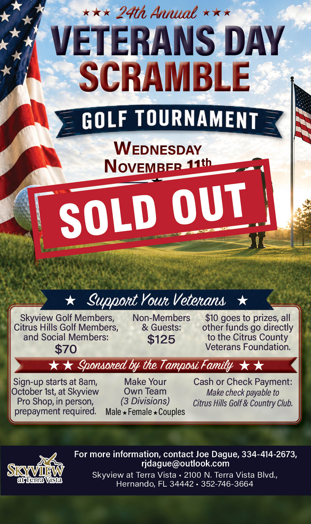 SOLD OUT NOV 11 Veterans Day Golf Scramble November 2026 Kiosk