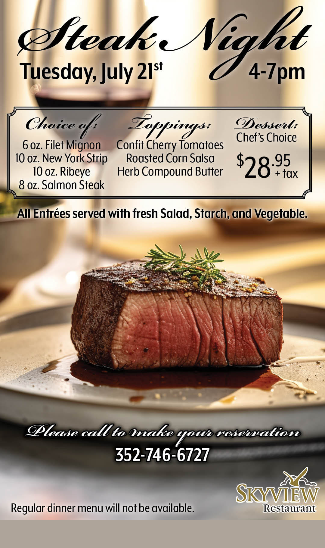 Steak Night July 21 2026 Kiosk