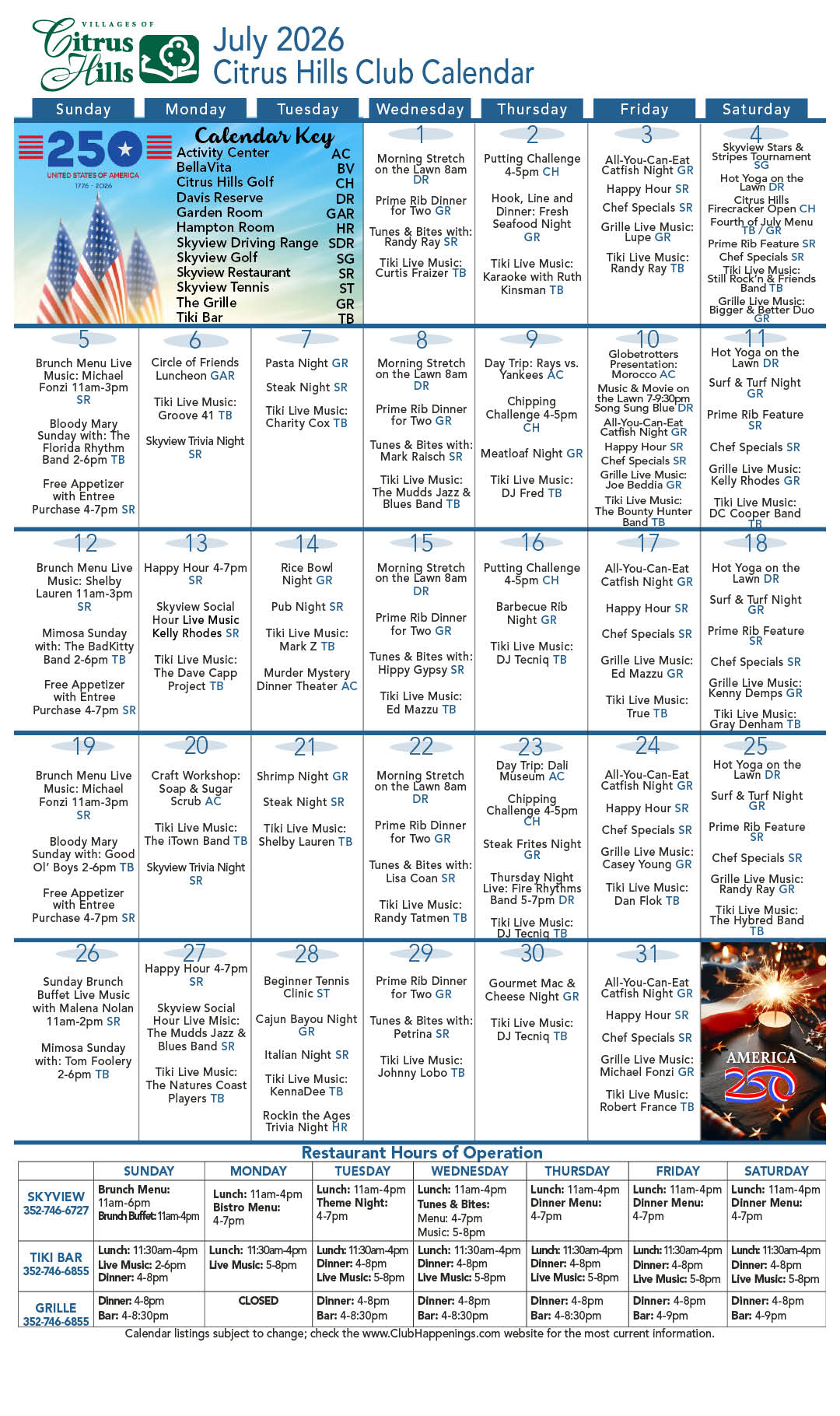 July 2026 Calendar kiosk