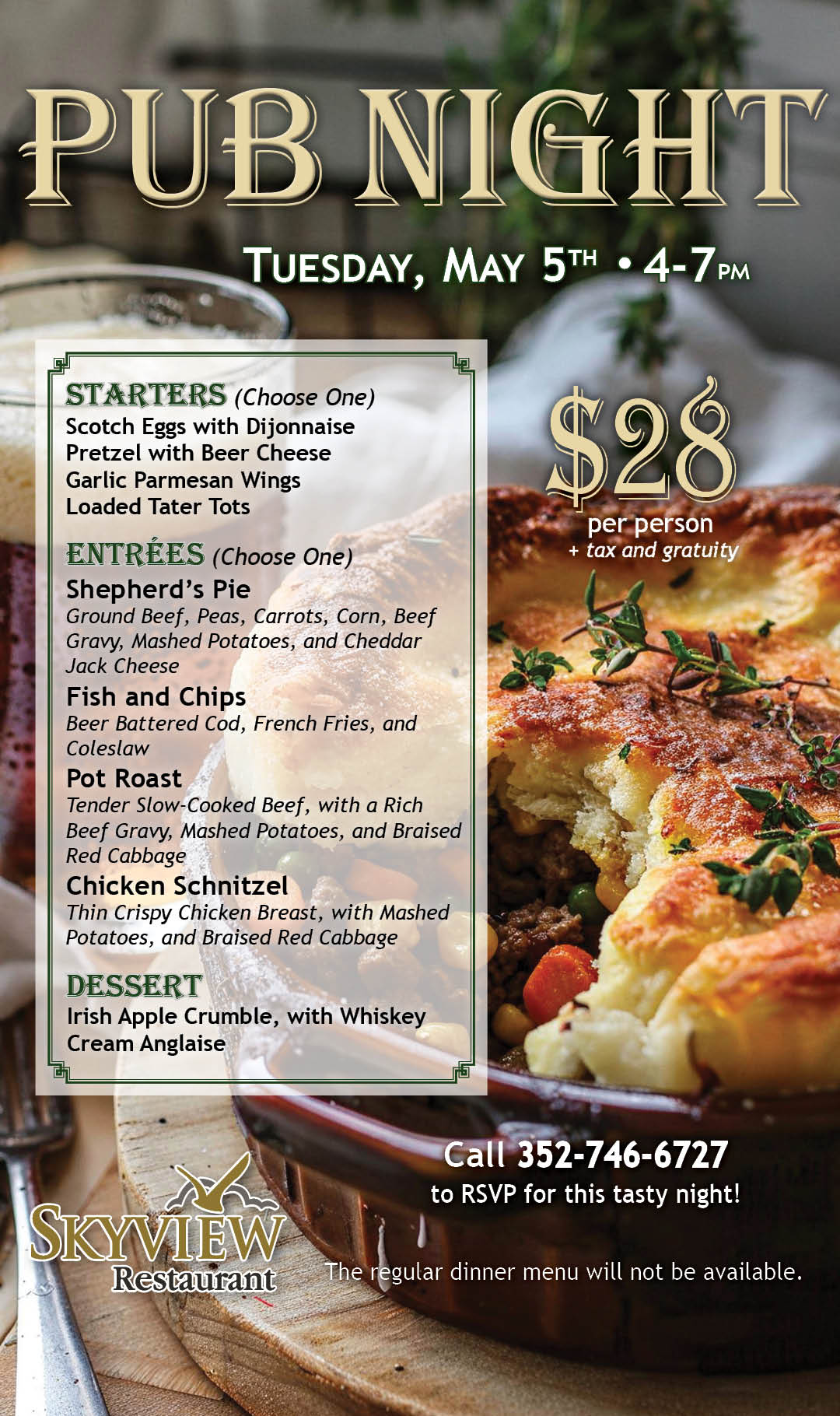 Pub Night May 2026 kiosk