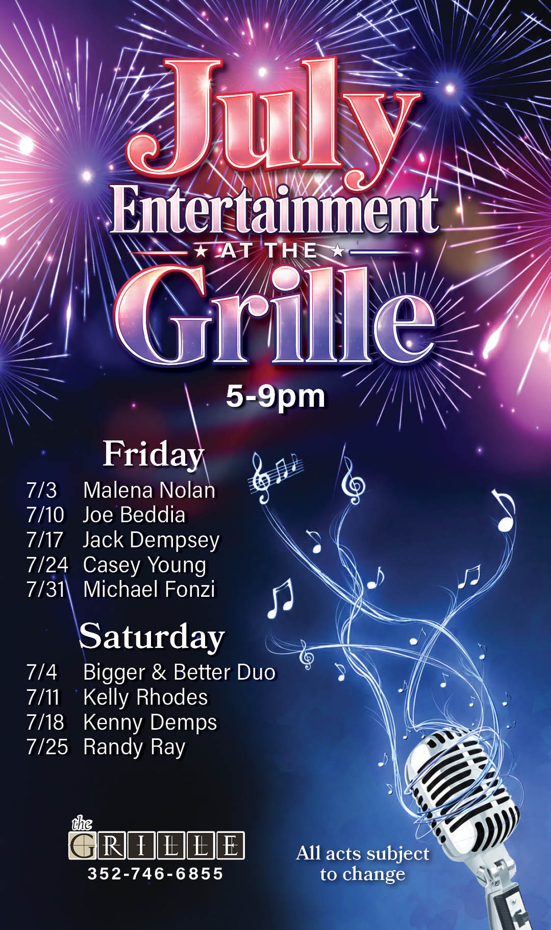 Grille Entertainment July 2026 Kiosk