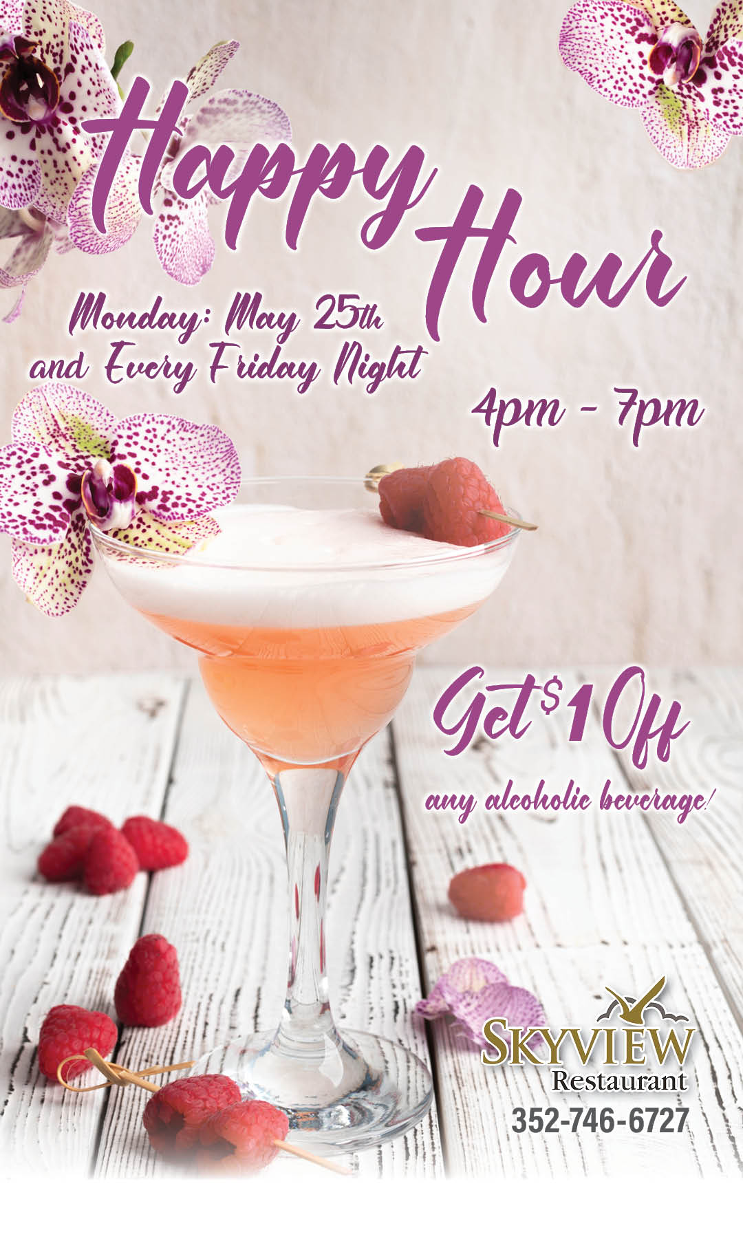 Happy Hour May 25 2026 kiosk
