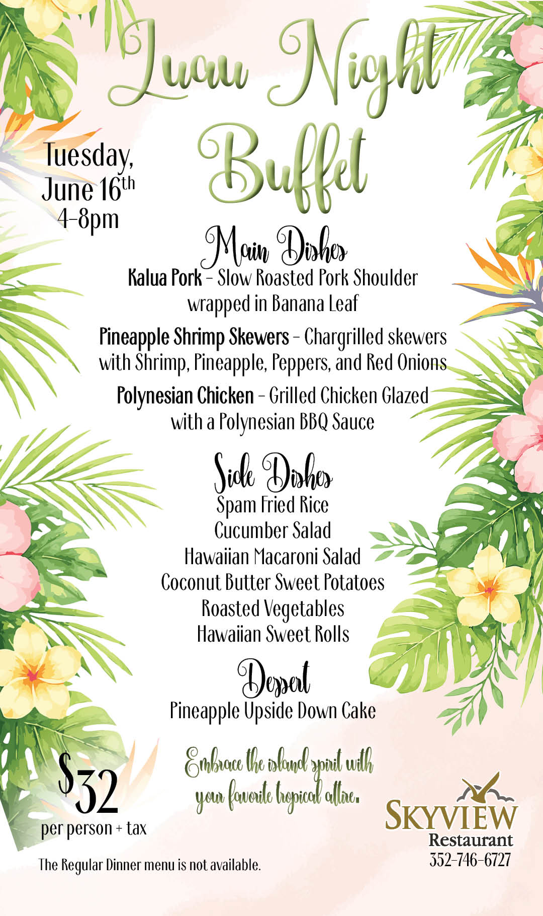 Luau Night Buffet June 2026 Kiosk