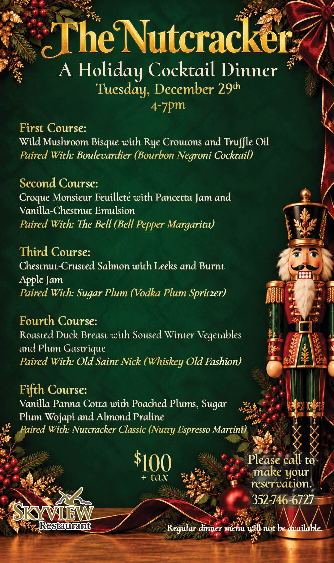 Dec 29 Nutcracker Food and Drink Pairing Dec 2026 Kiosk