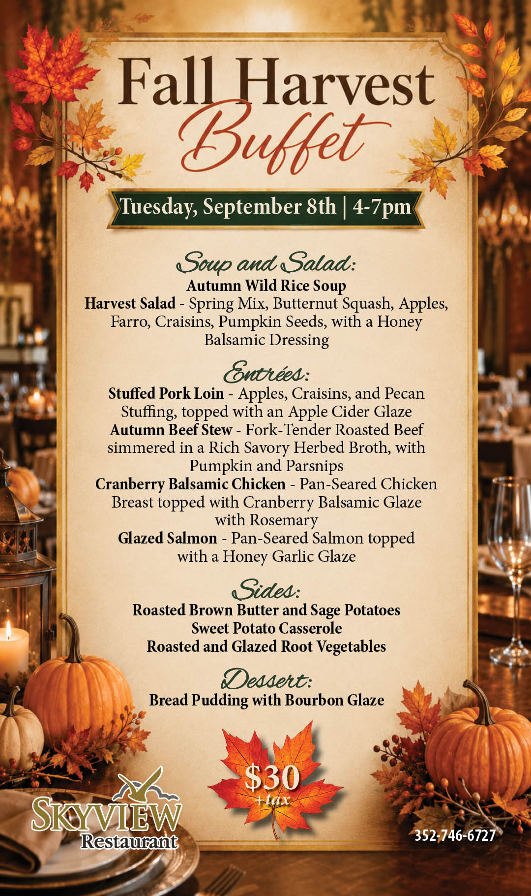 Fall Harvest Buffet Sept 2026 Kiosk