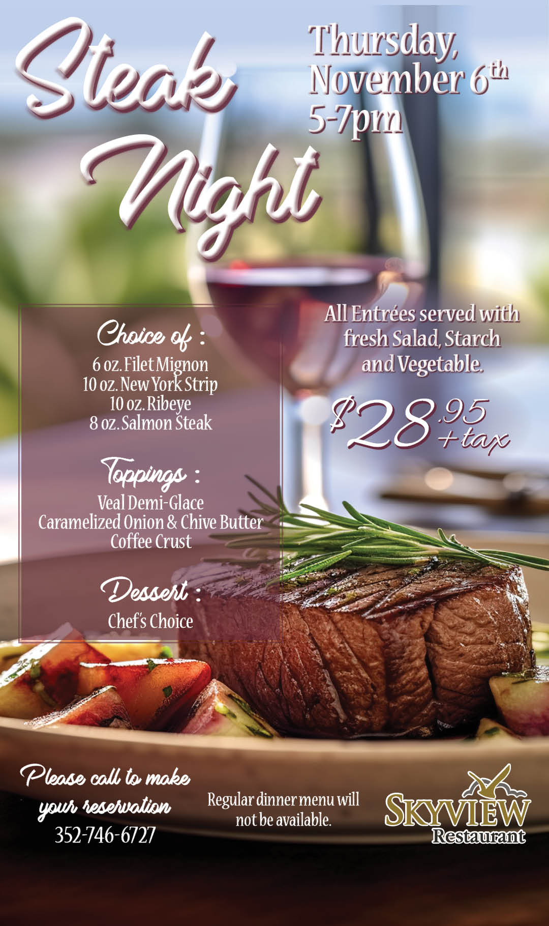 Steak Night Nov 6 Kiosk