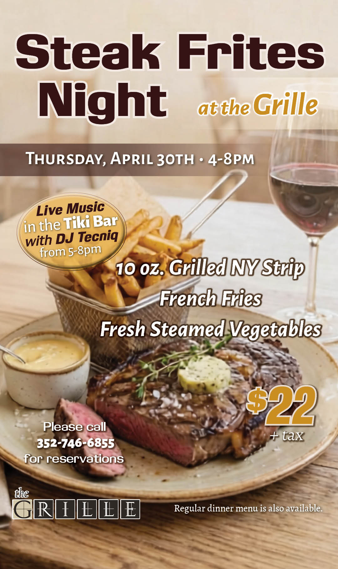 Steak Frites Night April 2026 kiosk