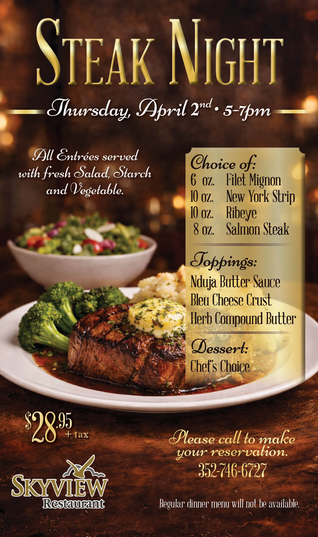 Steak Night April 2 2026 Kiosk