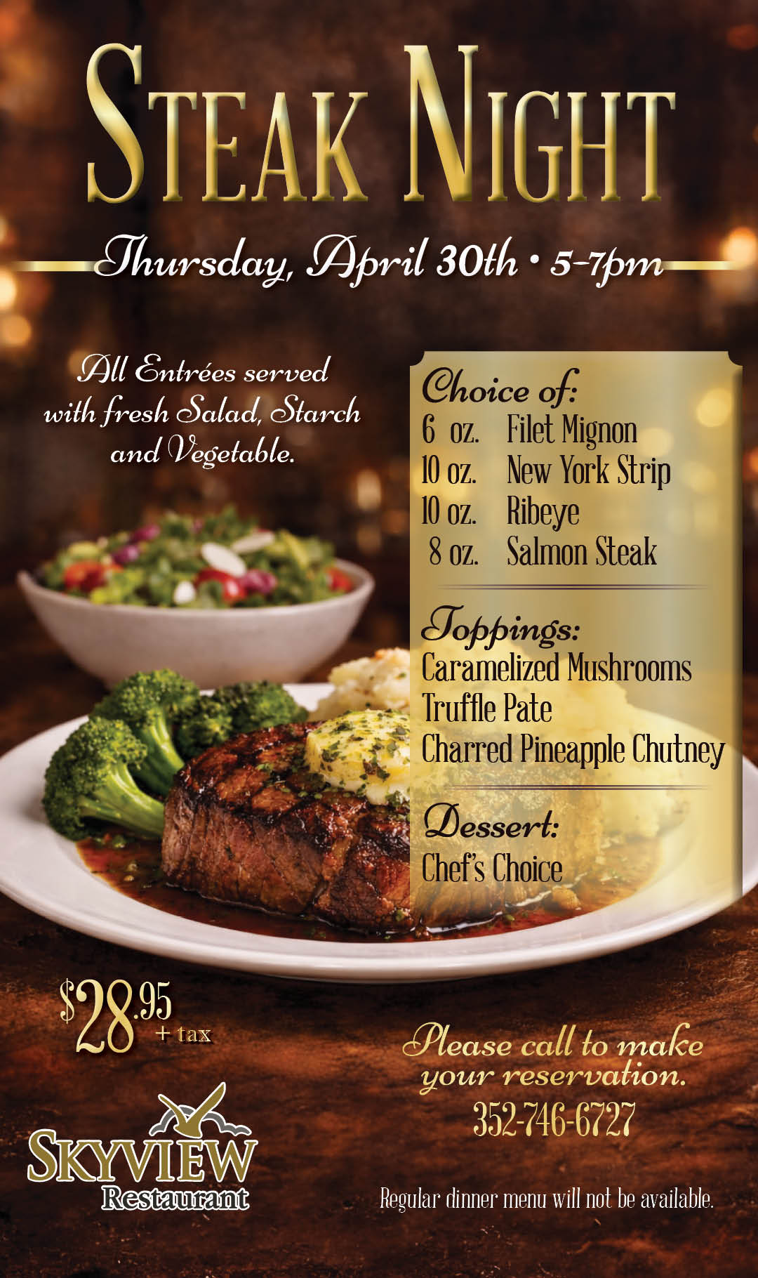 Steak Night April 30 2026 Kiosk