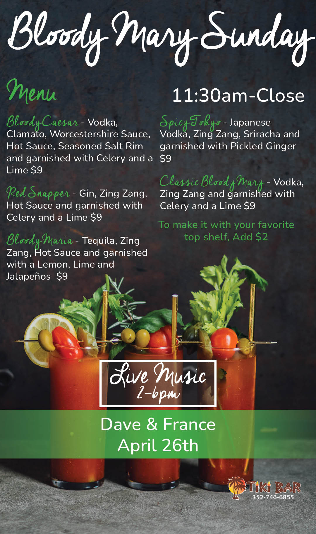 Blood Mary Sunday April 2026 Kiosk (April 26)