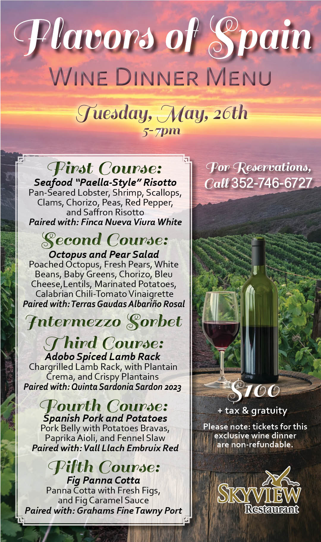 Flavors of Spain Wine Dinner May 2026 Kiosk