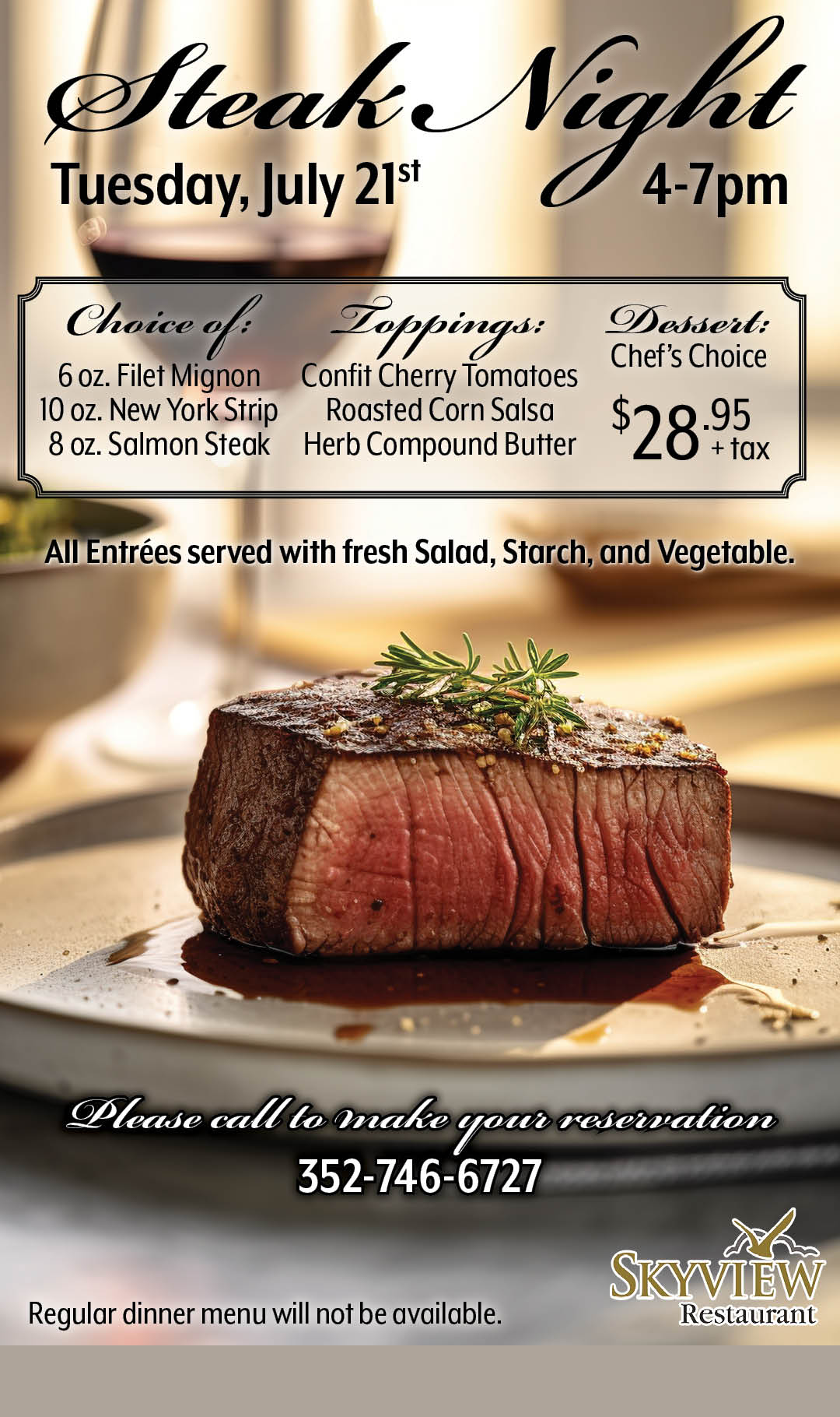 Steak Night July 21 2026 Kiosk