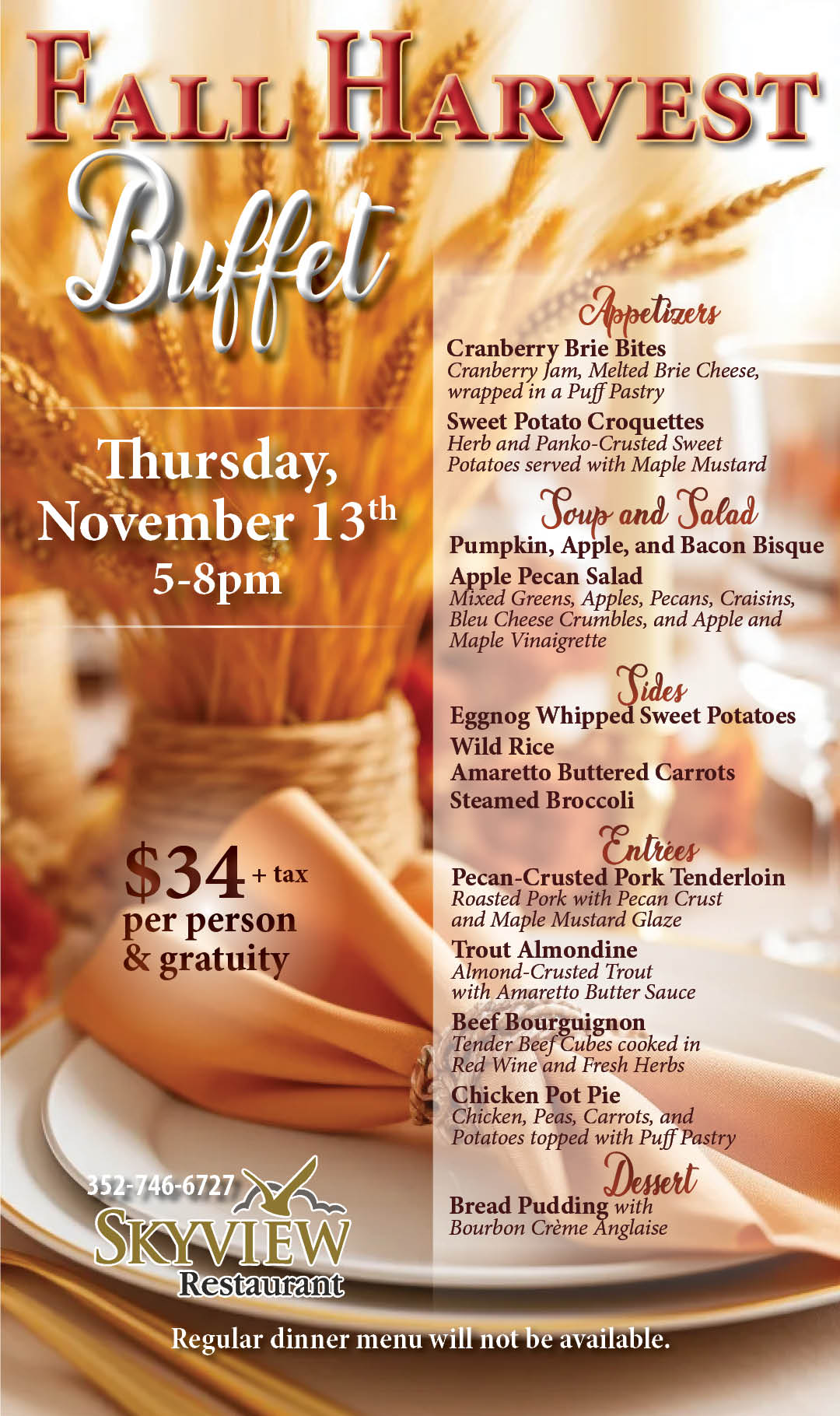 Fall Harvest Buffet Nov 2025 Kiosk