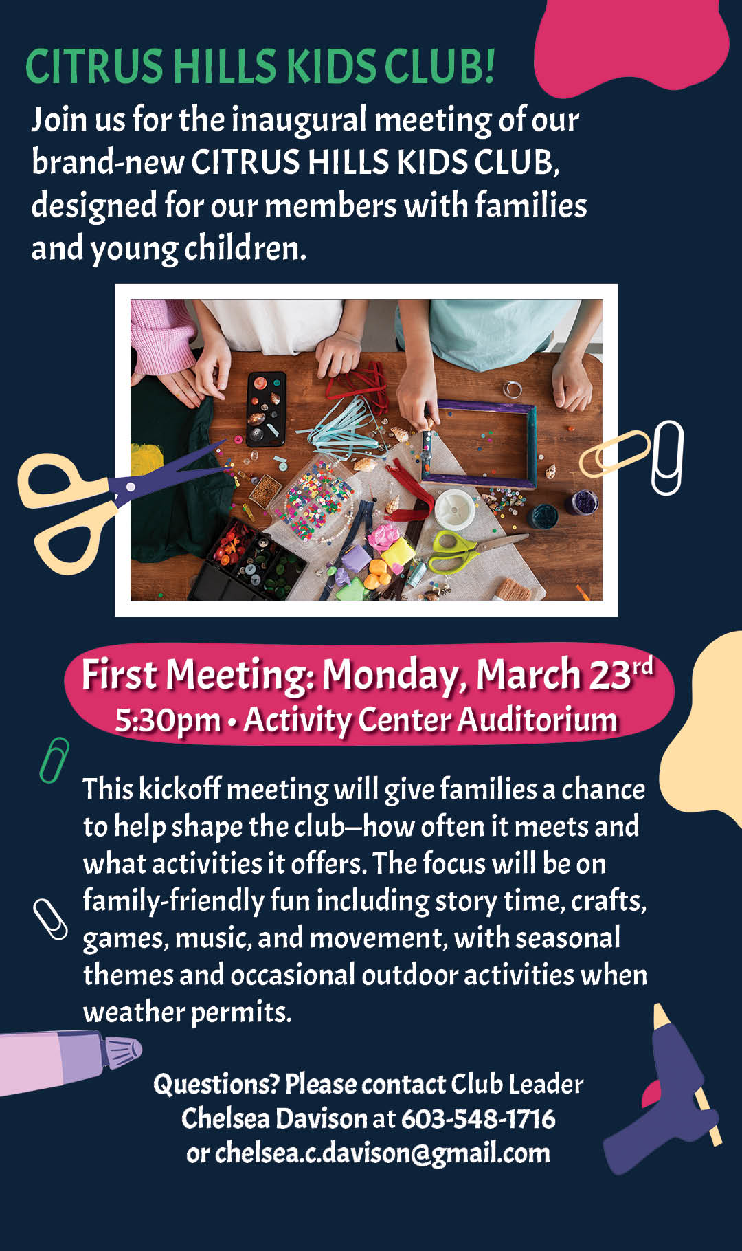 Kids Club Meeting March 2026 Kiosk