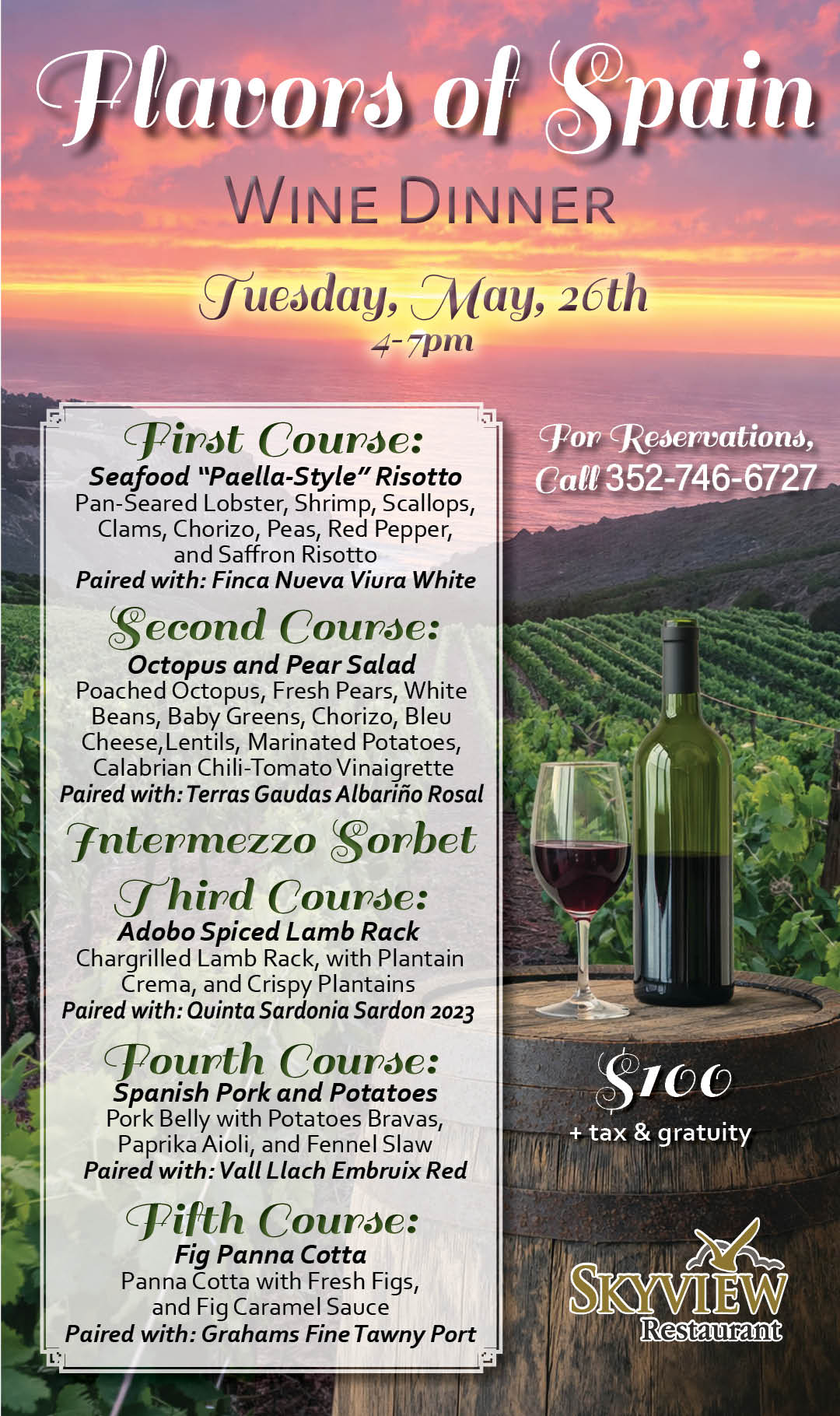 Flavors of Spain Wine Dinner May 2026 Kiosk