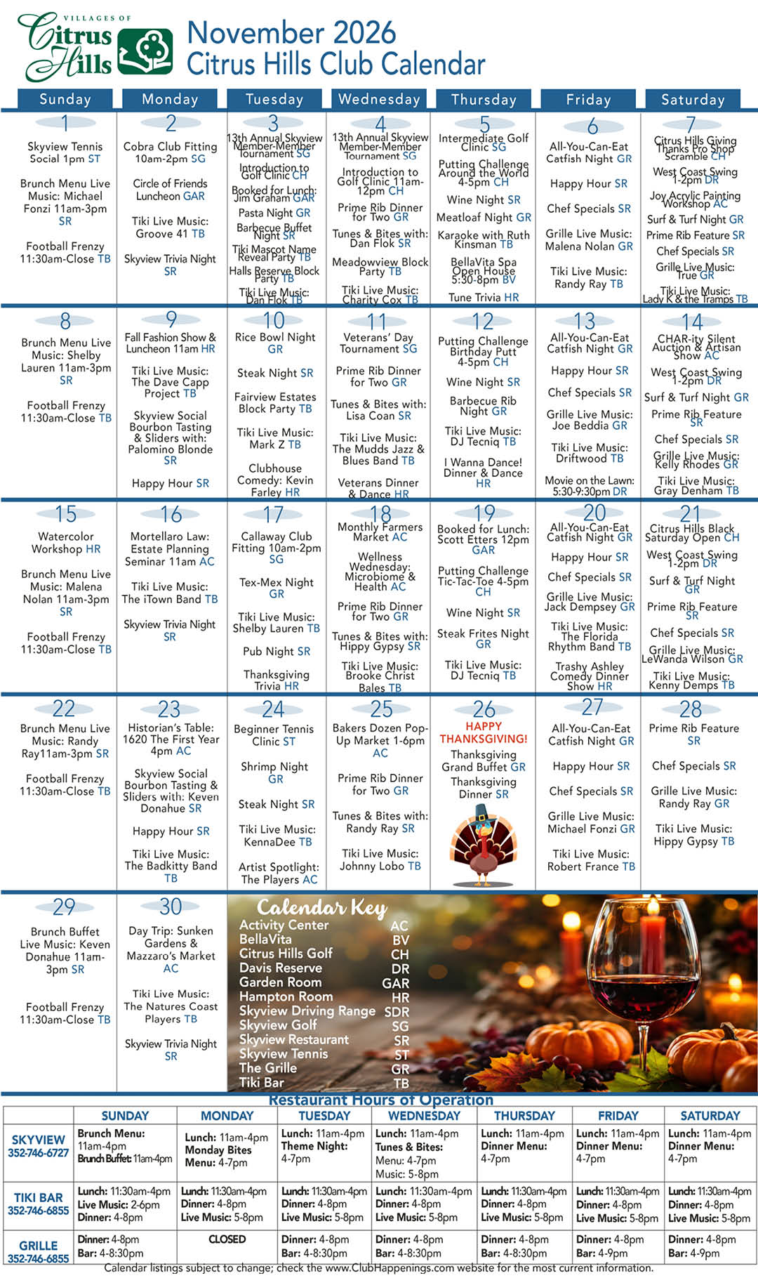 November 2026 Calendar Kiosk