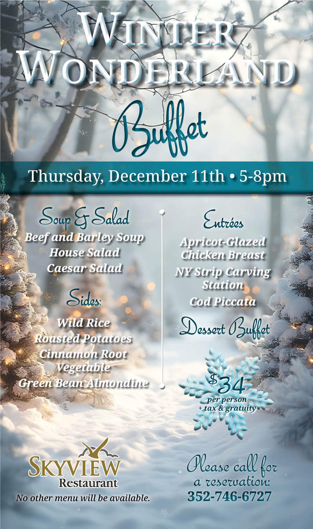 Winter Wonderland Buffet Dec 2025 Kiosk