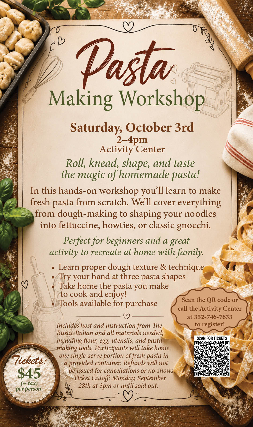 Pasta Making Workshop October 2026 Kiosk