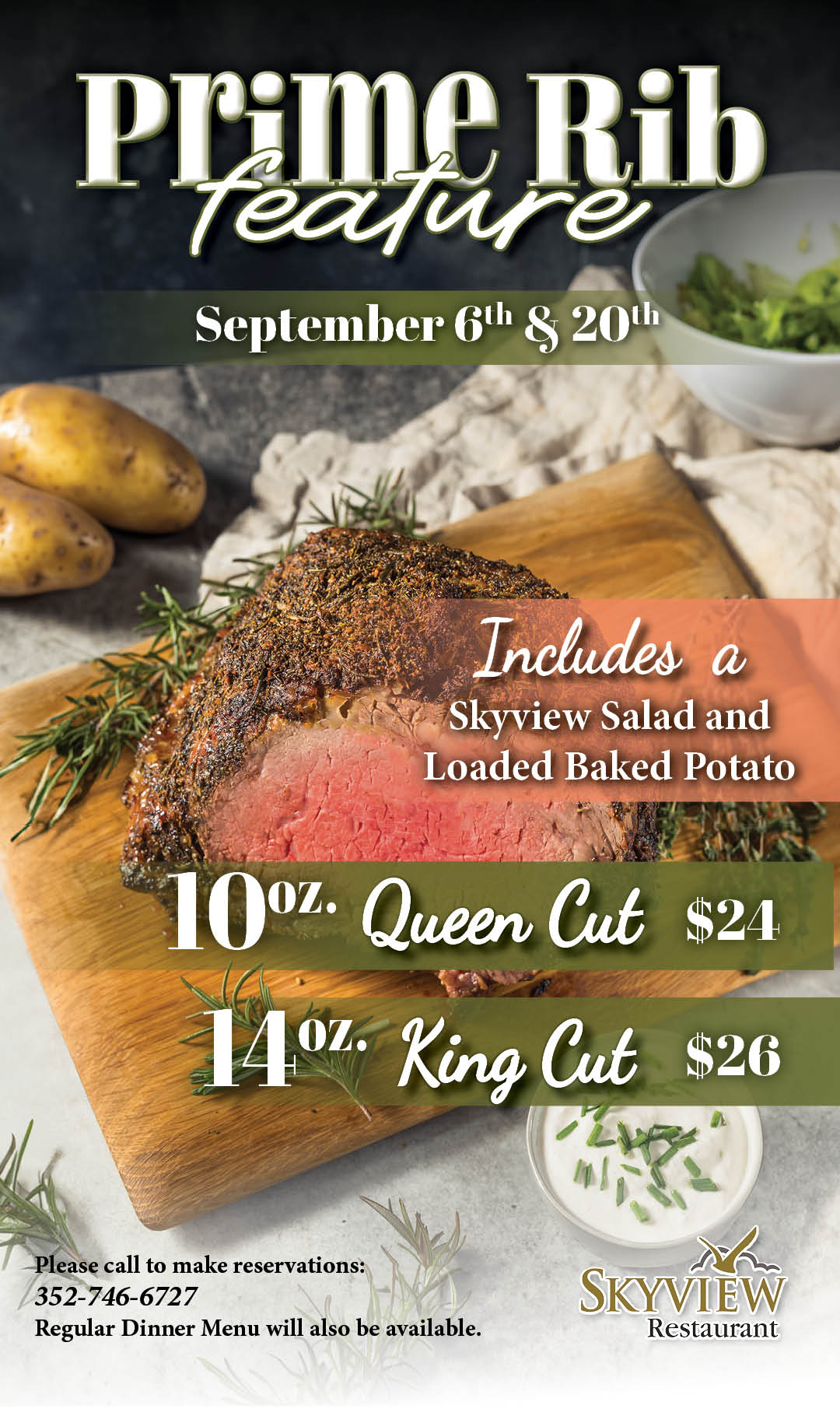 Prime Rib Feature Sept 6 & 20 Kiosk