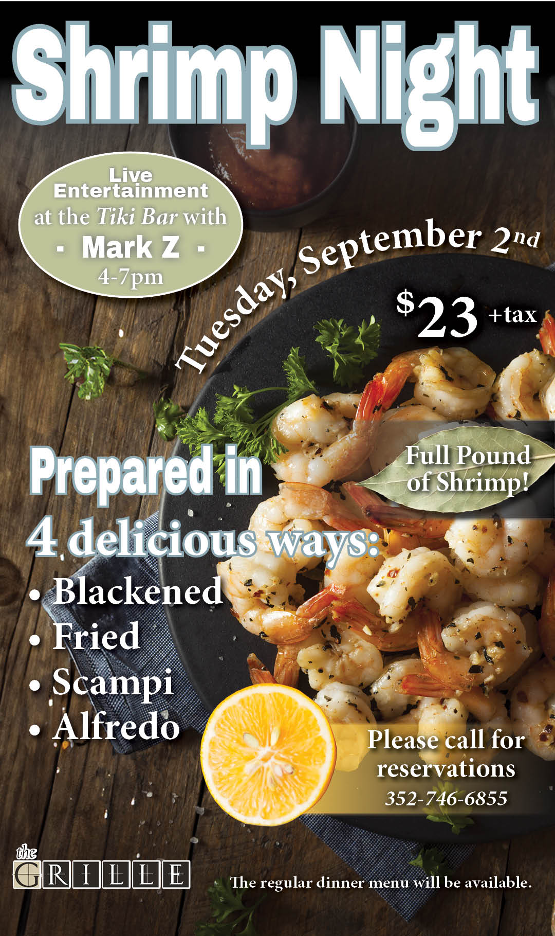 Shrimp Night September 2025 Kiosk