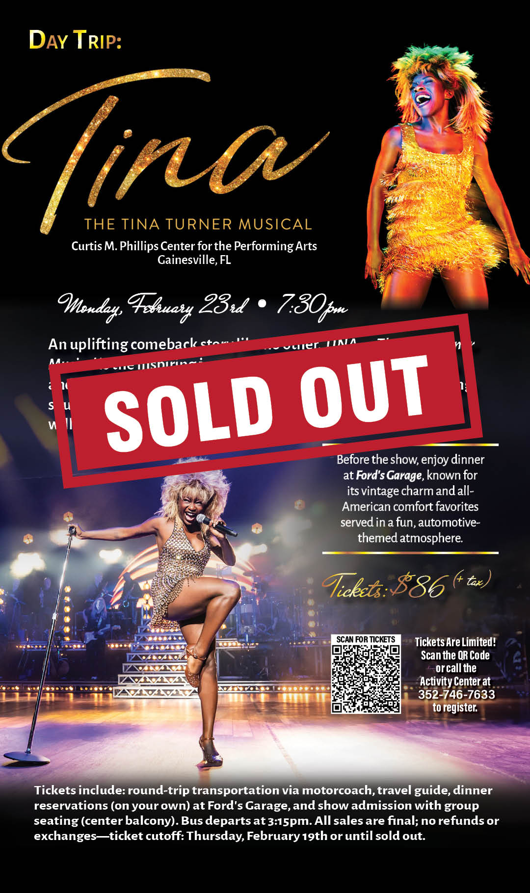 Day Trip Tina Turner Musical Feb 2026 Kiosk SOLD OUT