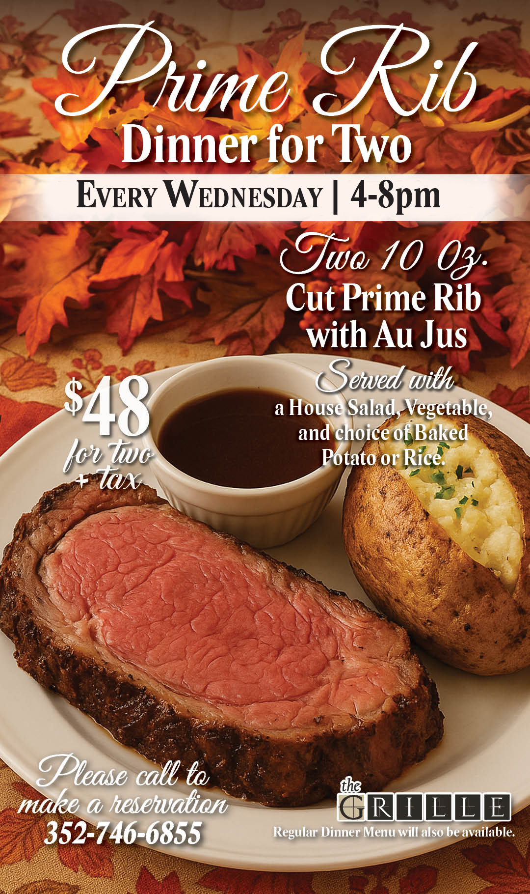 Prime Rib for Two November 2025 Kiosk with new time