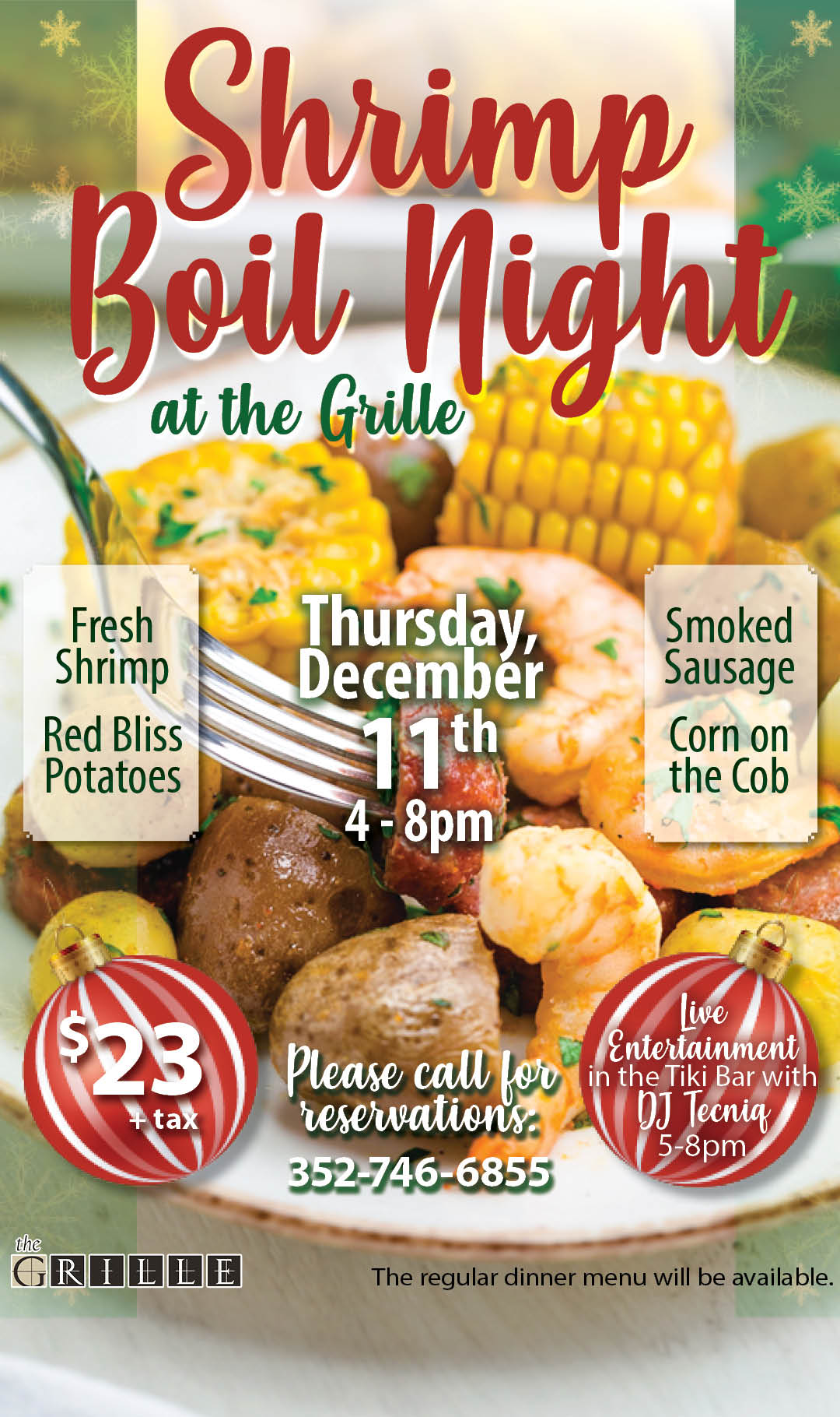 Shrimp Boil Night December 2025 Kiosk