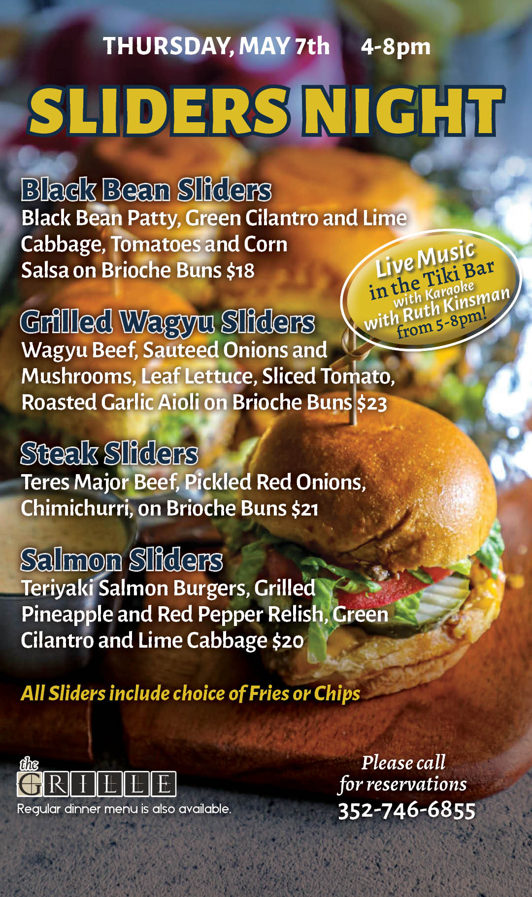 Sliders Night May 2026 kiosk