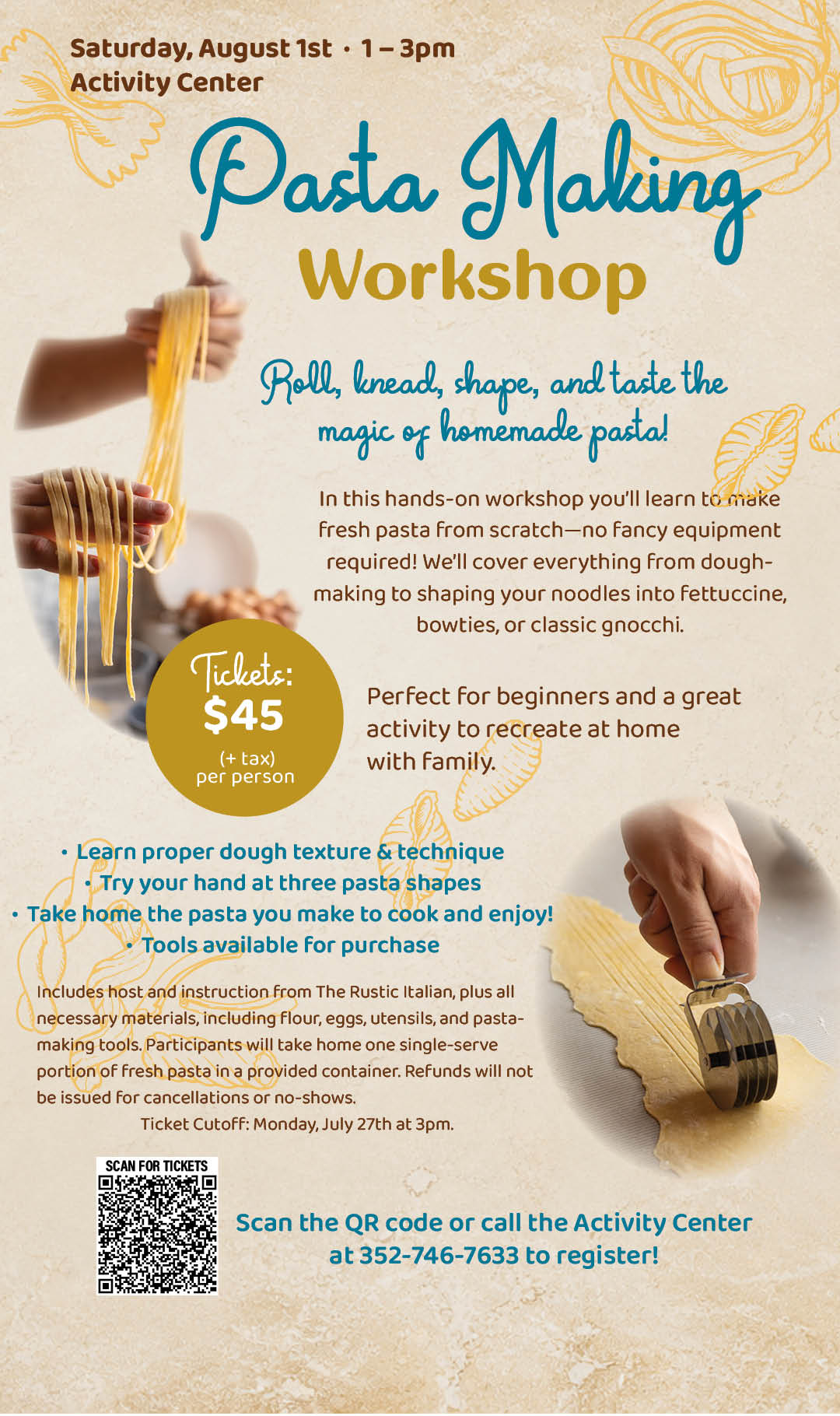 Pasta Making Workshop August 2026 kiosk