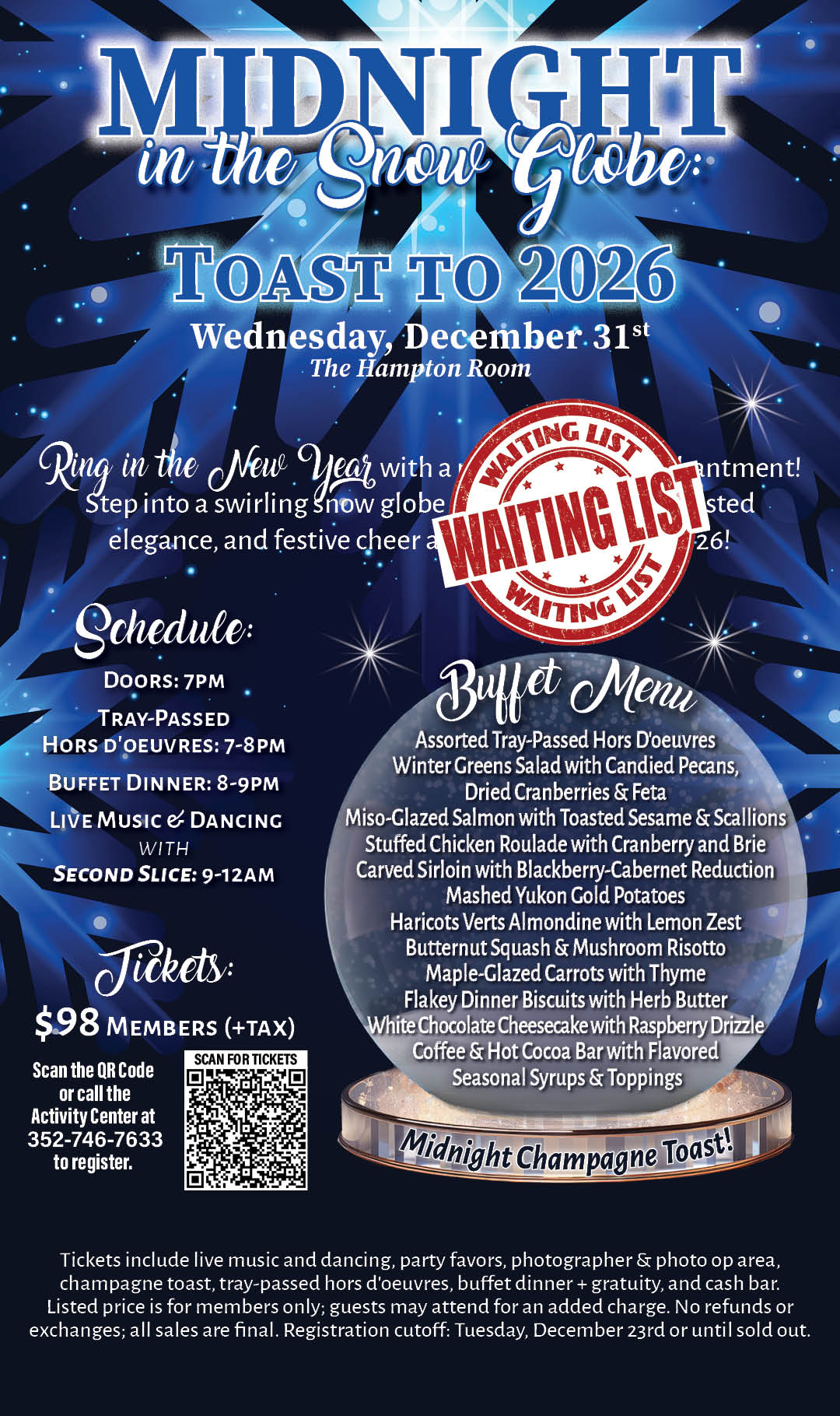 NYE Midnight in the Snow Globe Dec 2025 Kiosk WAIT LIST