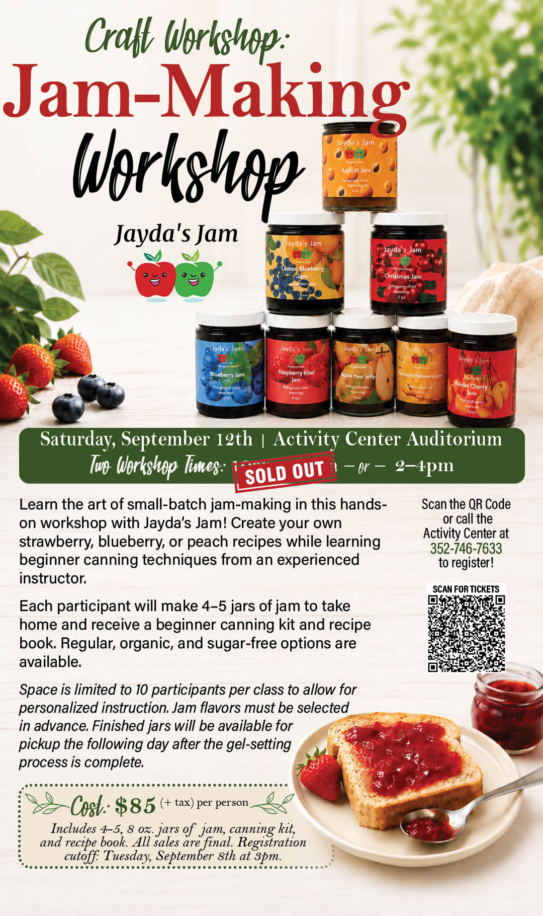 Craft Workshop Jam Making Sept 2026 Kiosk SOLD OUT