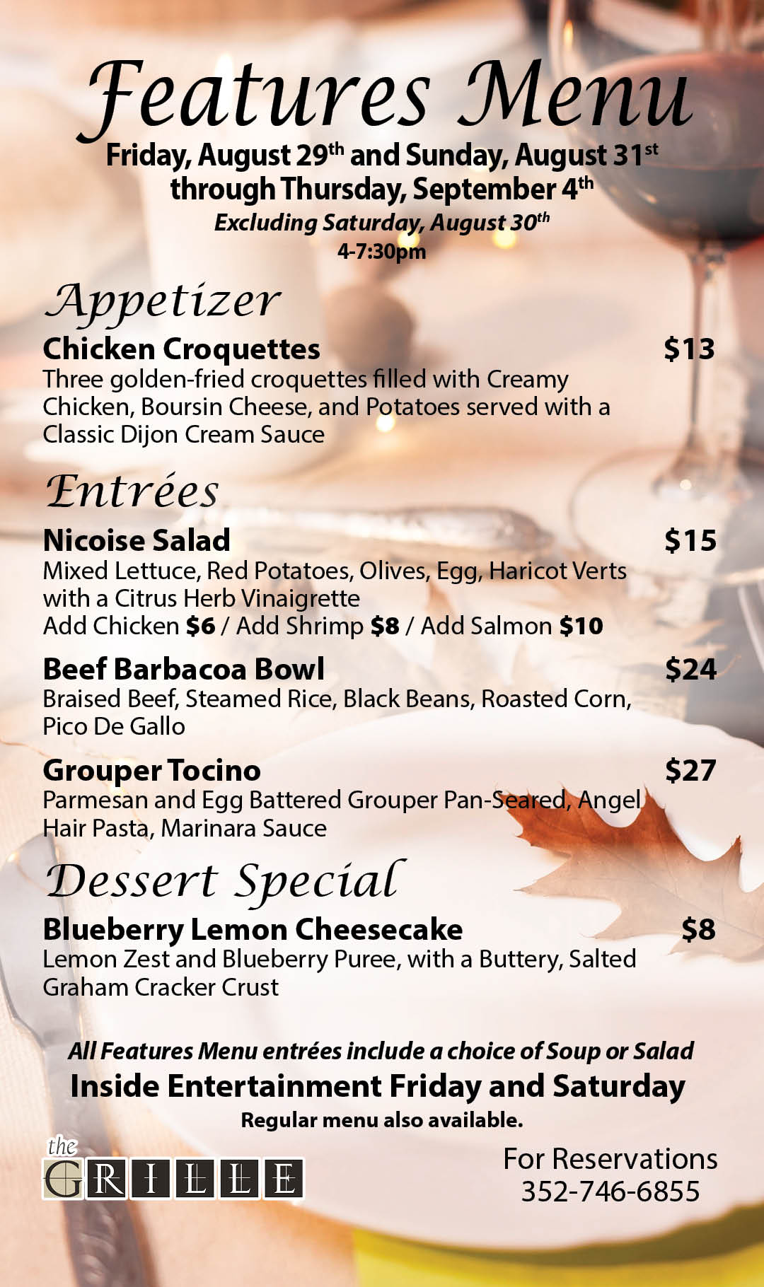 Grille Feature Menu August 29-4 Kiosk