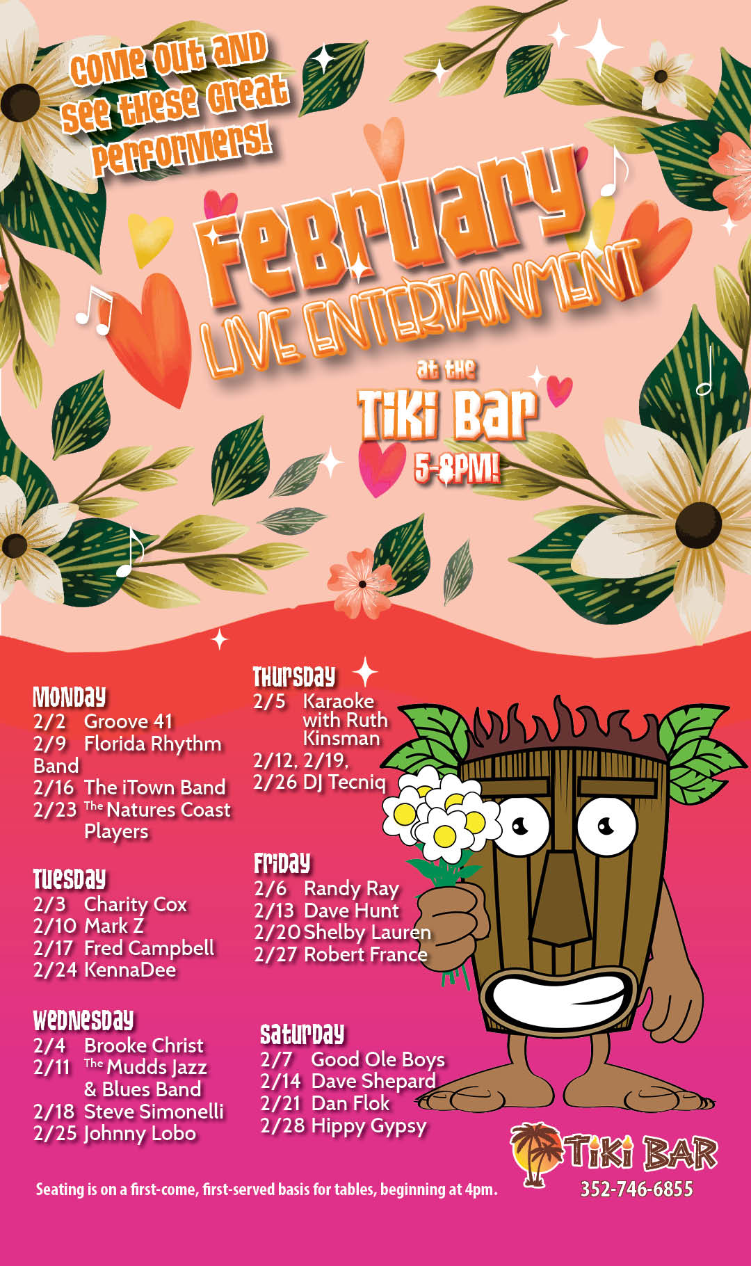 Tiki Live entertainment Feb 2026 Kiosk