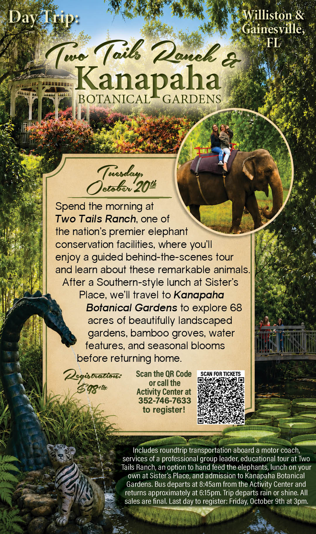 Day Trip Two Tails Ranch & Kanapaha Oct 2026 Kiosk