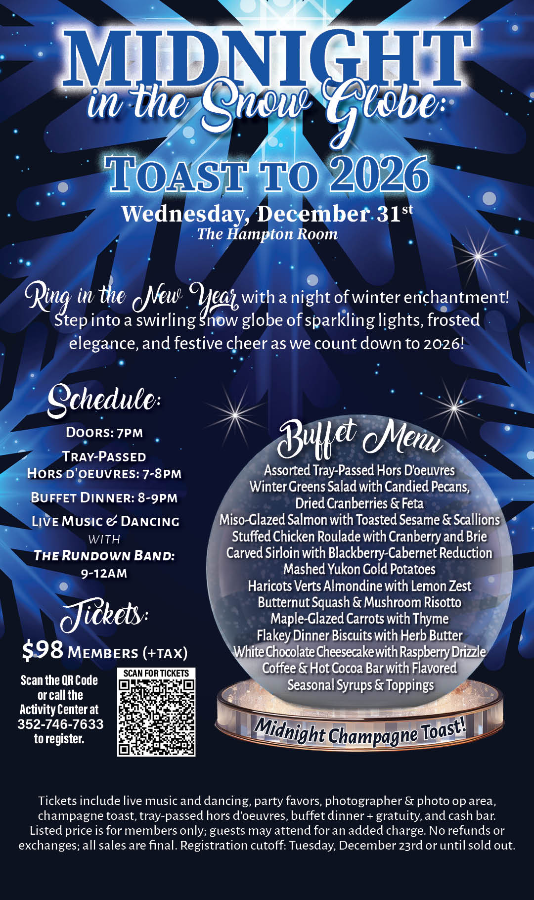 NYE Midnight in the Snow Globe Dec 2025 Kiosk