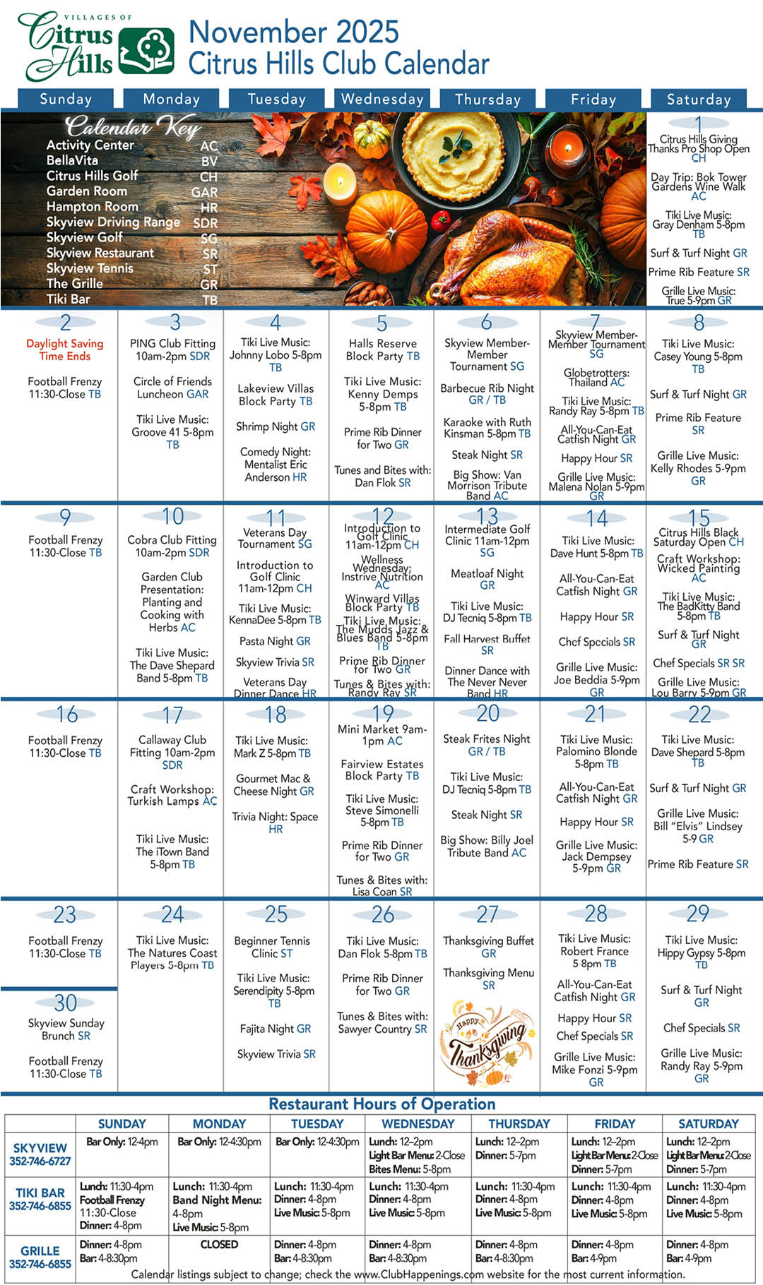 Nov 2025 Calendar Kiosk